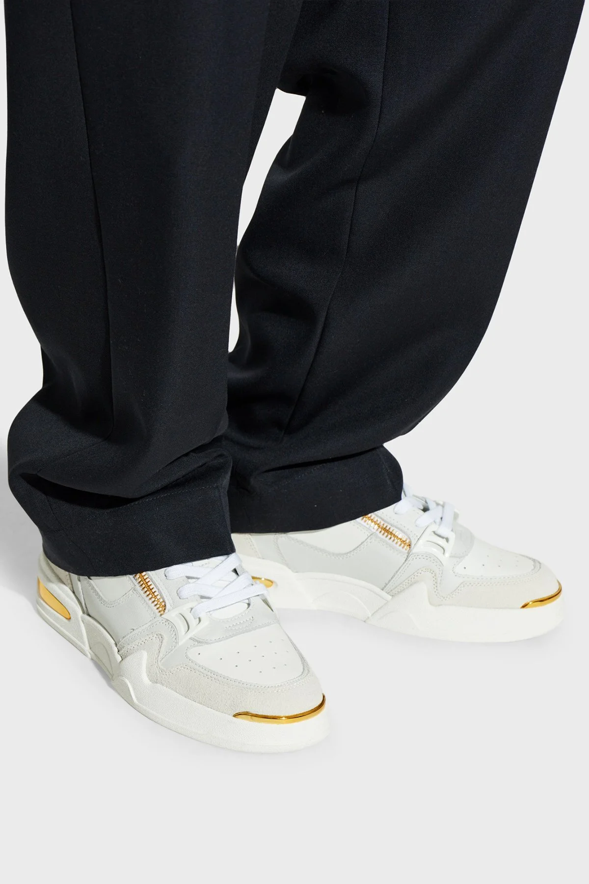 Giuseppe Zanotti Fermuar Detaylı Deri Sneaker Erkek Ayakkabı RU50015-002 BEYAZ-GRİ - 2