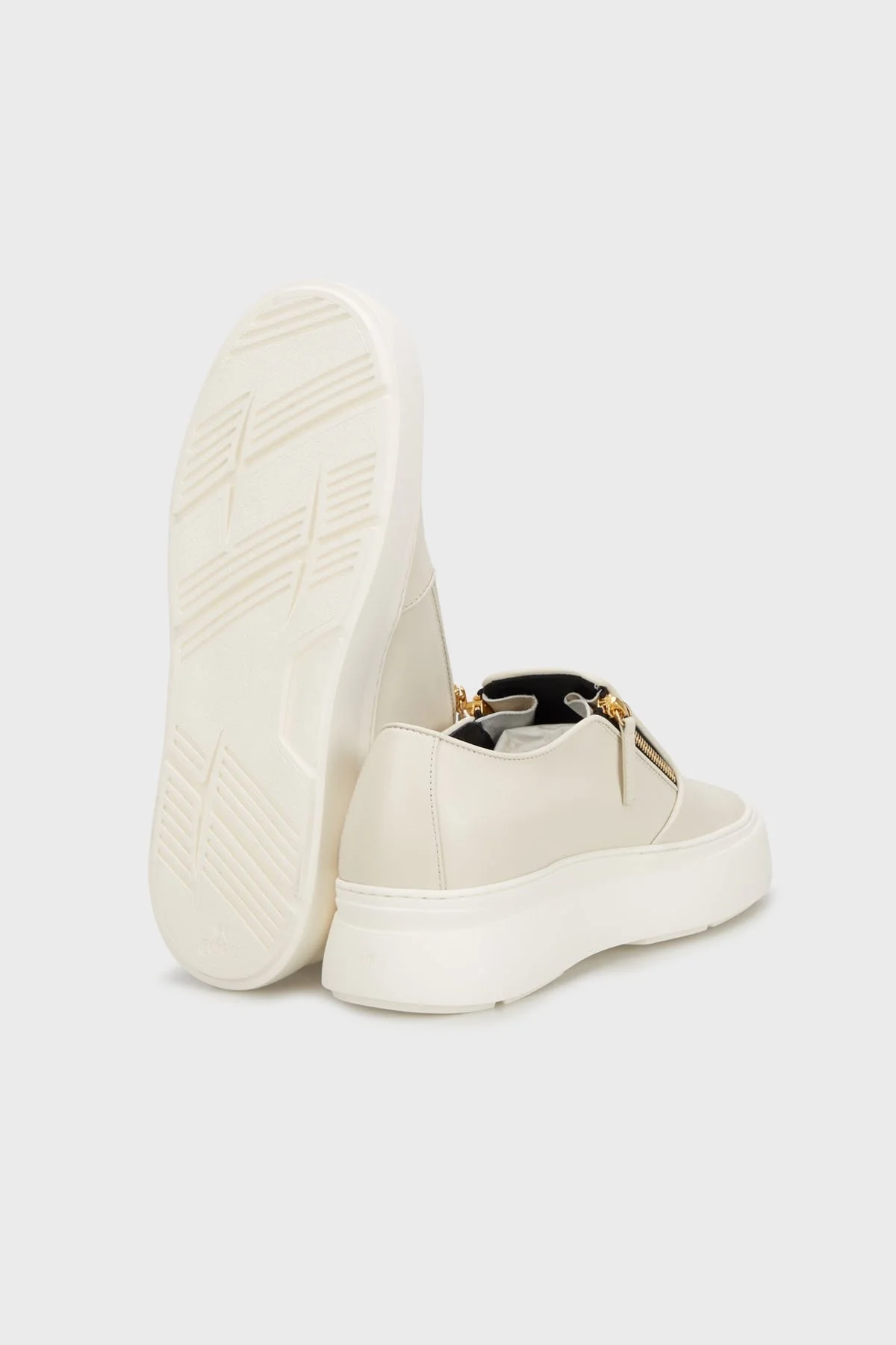 Giuseppe Zanotti Hakiki Deri Logolu Kalın Tabanlı Sneaker Erkek Ayakkabı EU40010-018 BEJ - 8