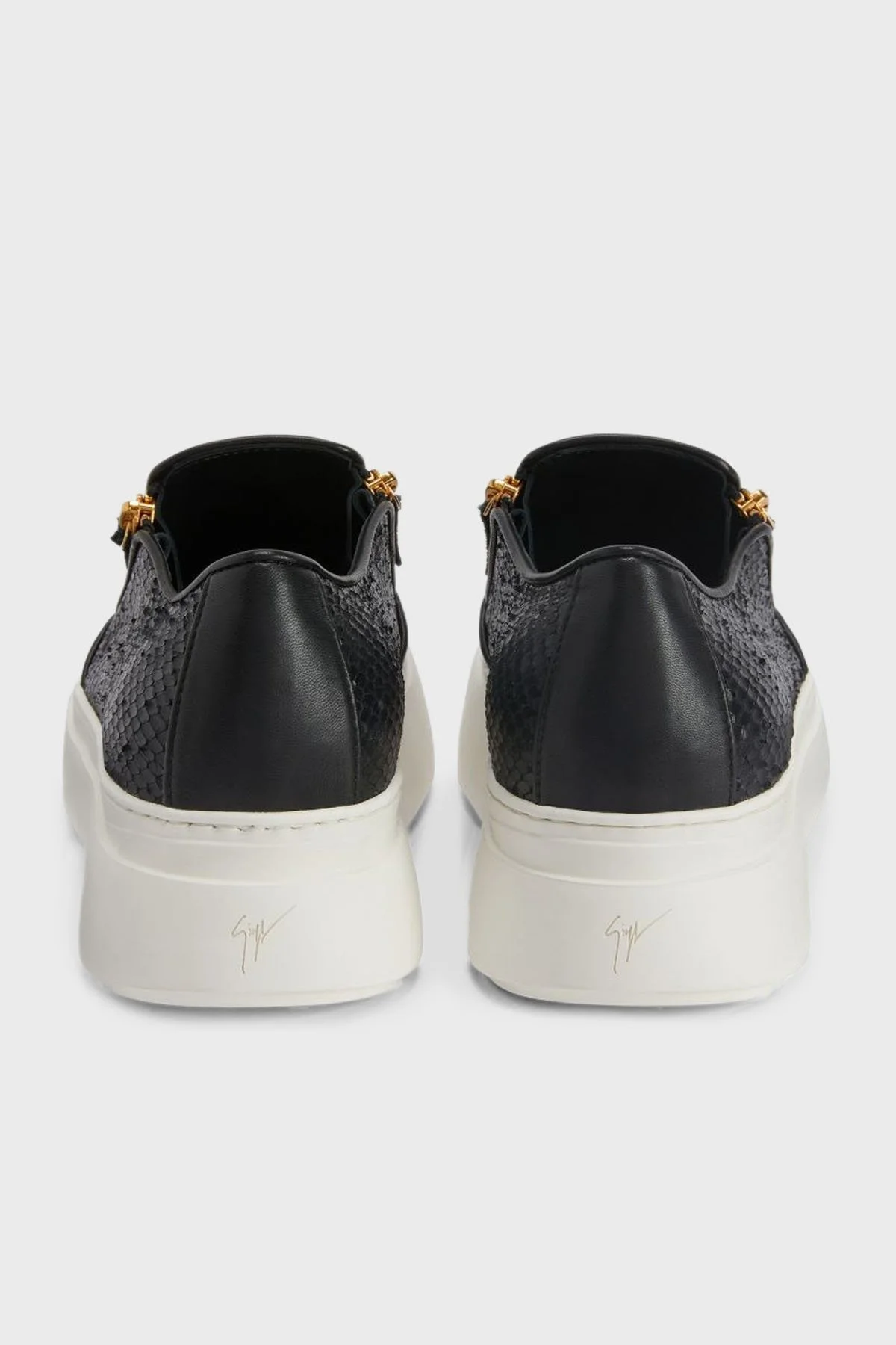 Giuseppe Zanotti Hakiki Deri Logolu Kalın Tabanlı Sneaker Erkek Ayakkabı EU40010-021 SİYAH-BEYAZ - 7