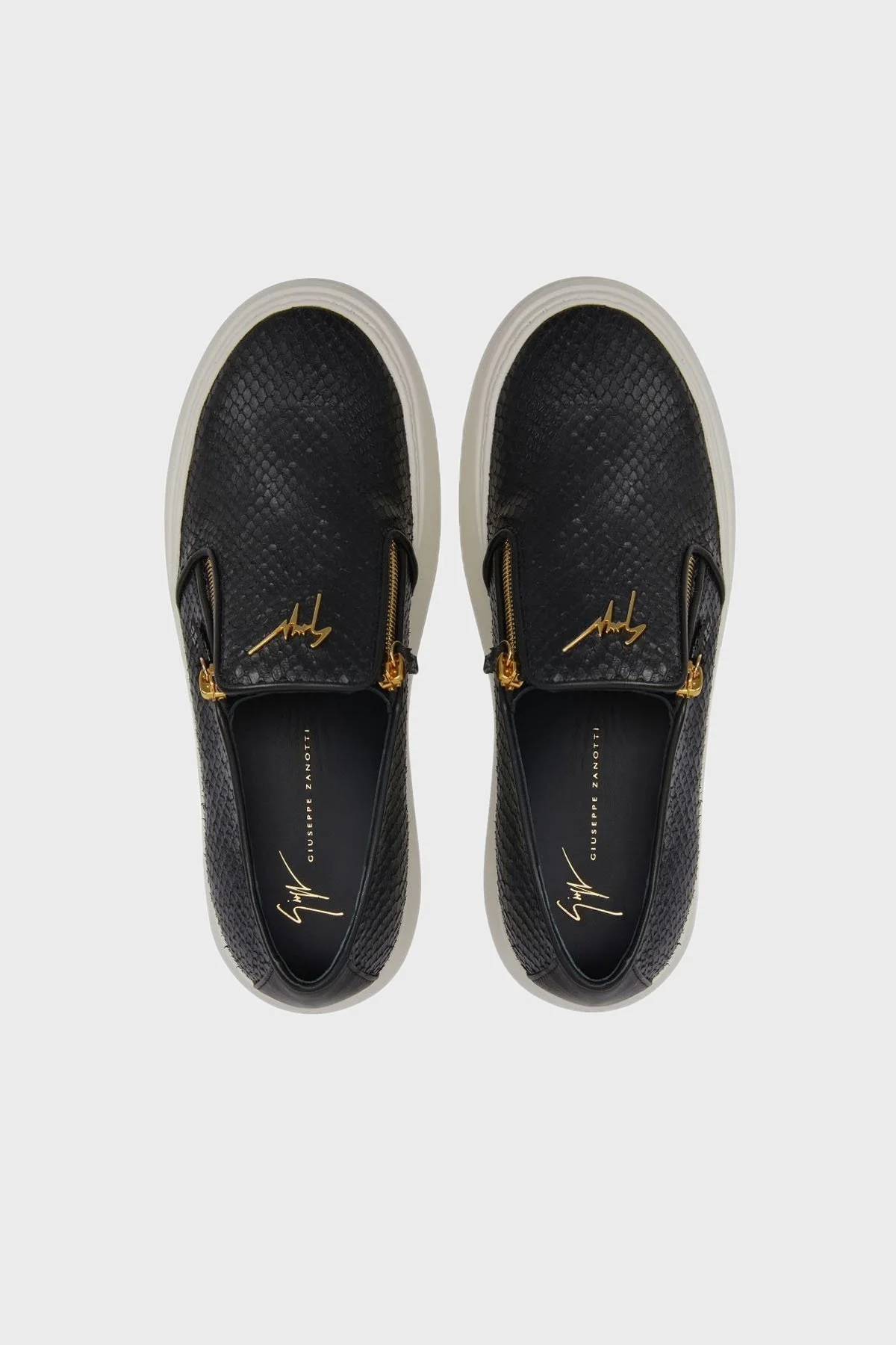 Giuseppe Zanotti Hakiki Deri Logolu Kalın Tabanlı Sneaker Erkek Ayakkabı EU40010-021 SİYAH-BEYAZ - 8