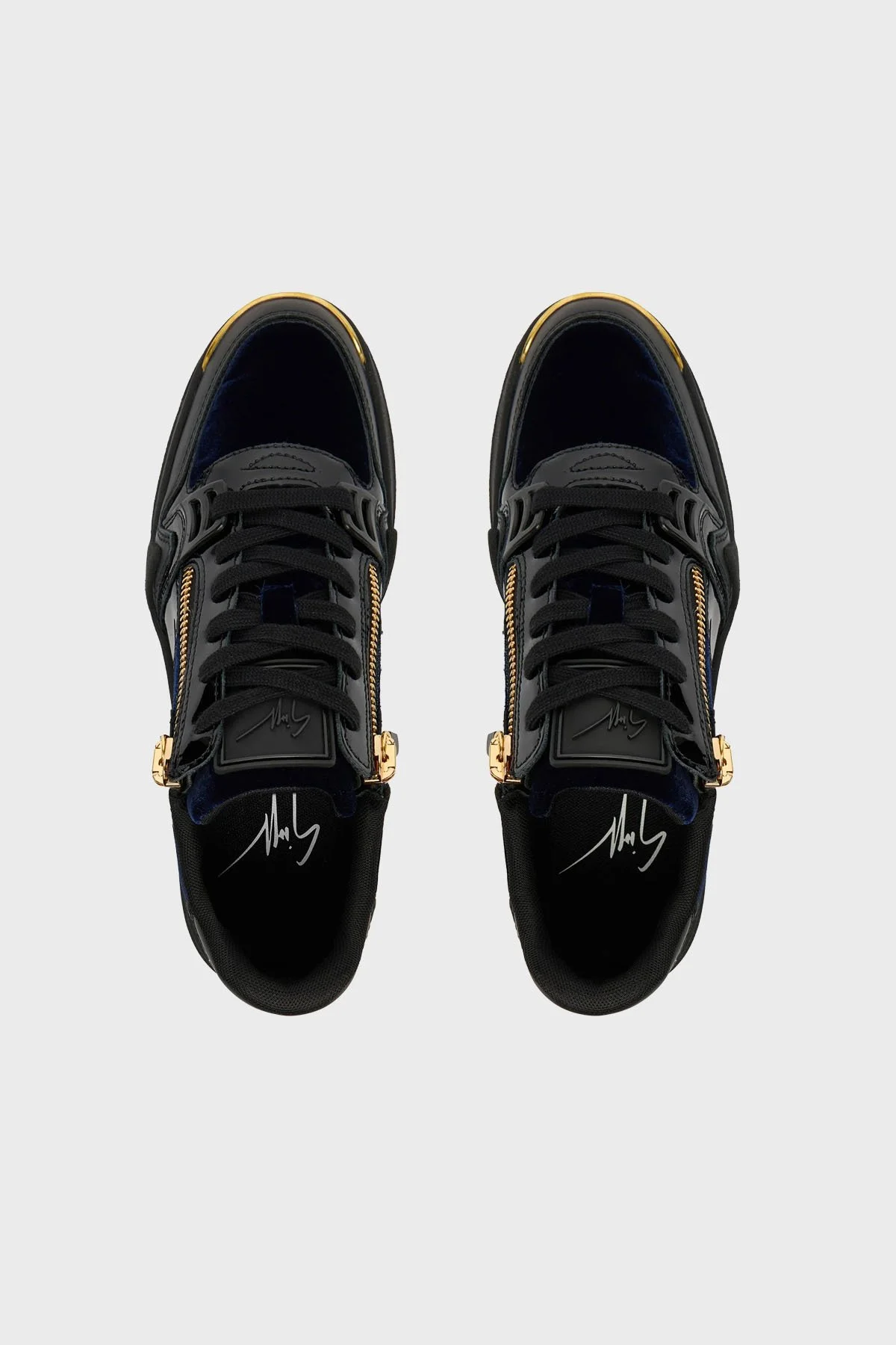 Giuseppe Zanotti Kadife Detaylı Fermuarlı Deri Sneaker Erkek Ayakkabı RU50026-001 SİYAH - 3