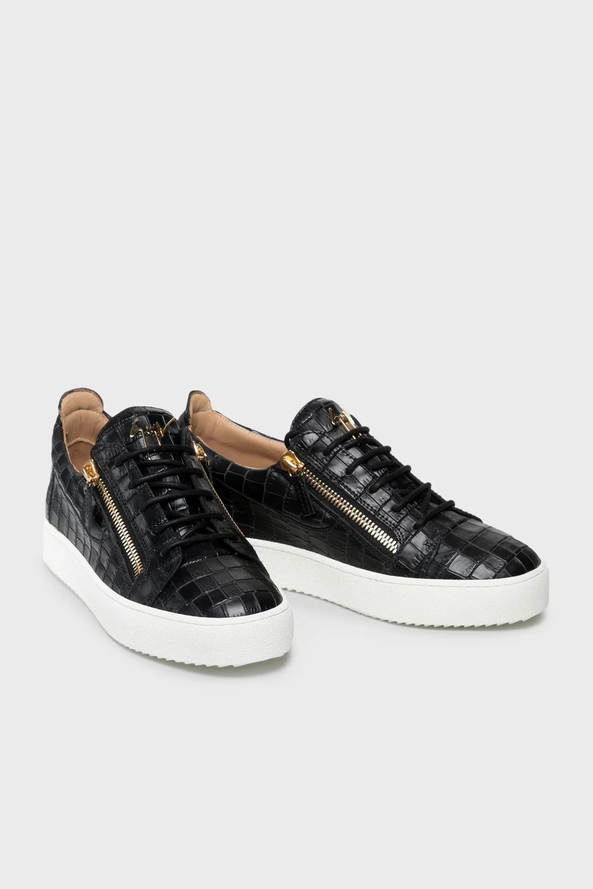 Giuseppe Zanotti Logolu Hakiki Deri Kalın Taban Sneaker Erkek Ayakkabı RU00010-118 SİYAH - 10