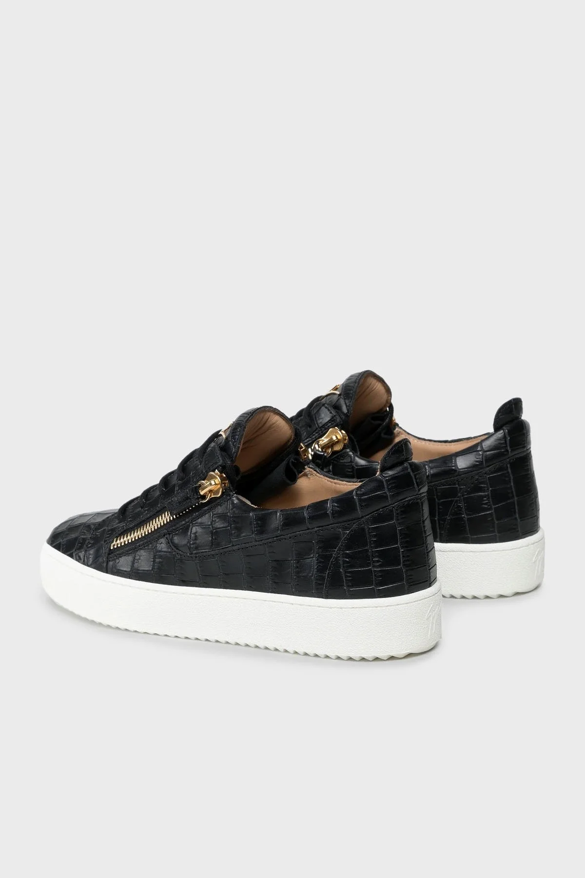 Giuseppe Zanotti Logolu Hakiki Deri Kalın Taban Sneaker Erkek Ayakkabı RU00010-118 SİYAH - 11