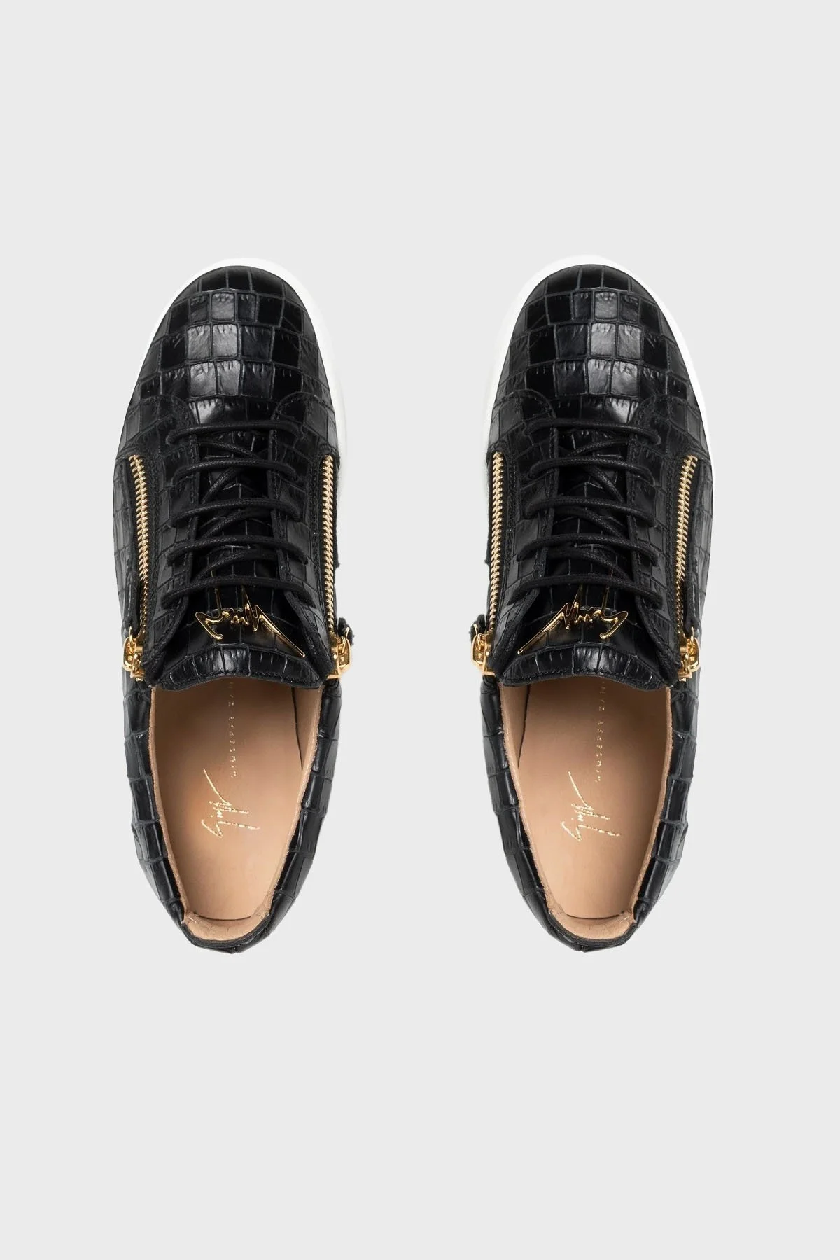 Giuseppe Zanotti Logolu Hakiki Deri Kalın Taban Sneaker Erkek Ayakkabı RU00010-118 SİYAH - 12