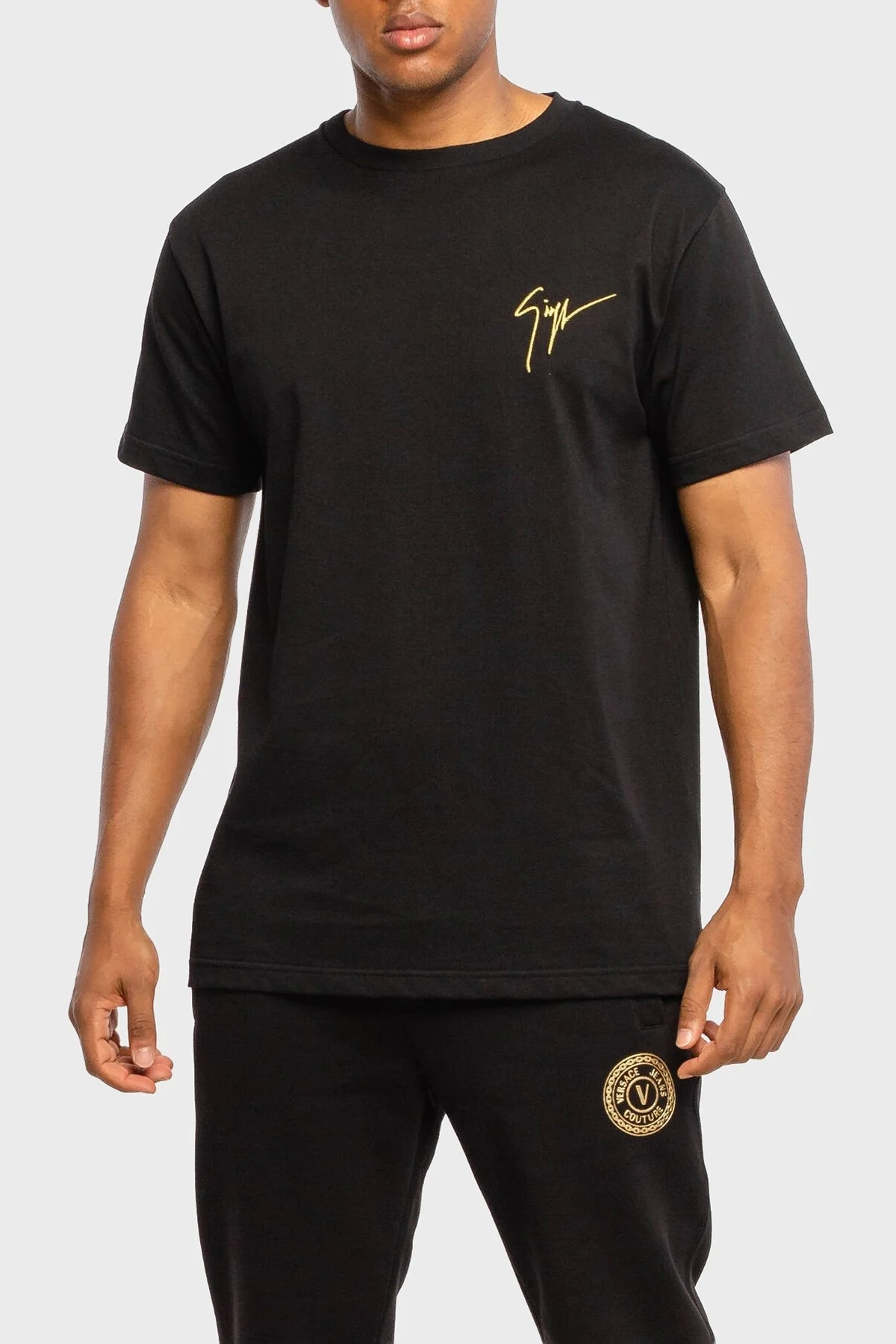 Giuseppe Zanotti Logolu Pamuklu Regular Fit Bisiklet Yaka Erkek T Shirt IRU0007-001 SİYAH - 1