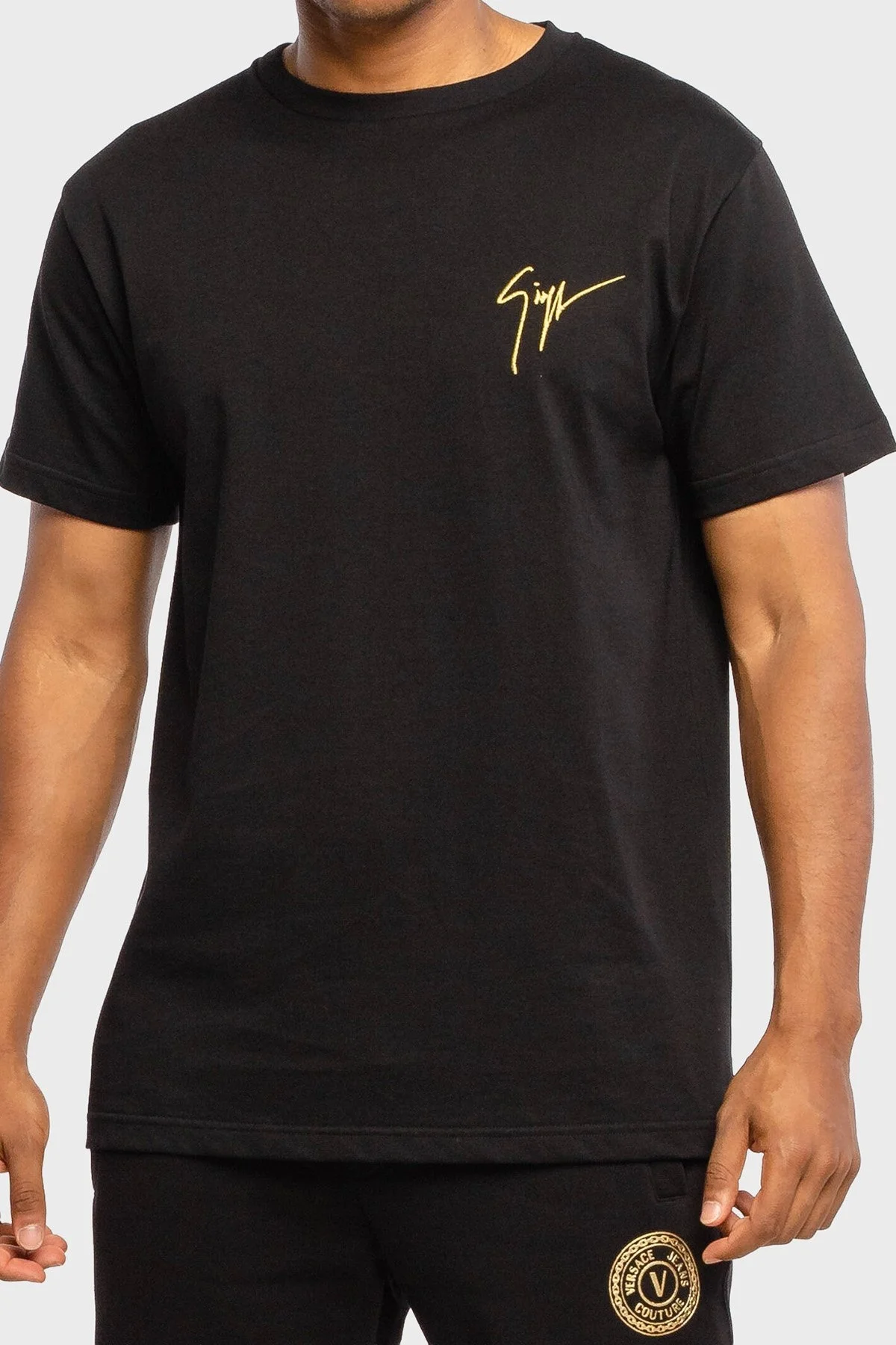 Giuseppe Zanotti Logolu Pamuklu Regular Fit Bisiklet Yaka Erkek T Shirt IRU0007-001 SİYAH - 4