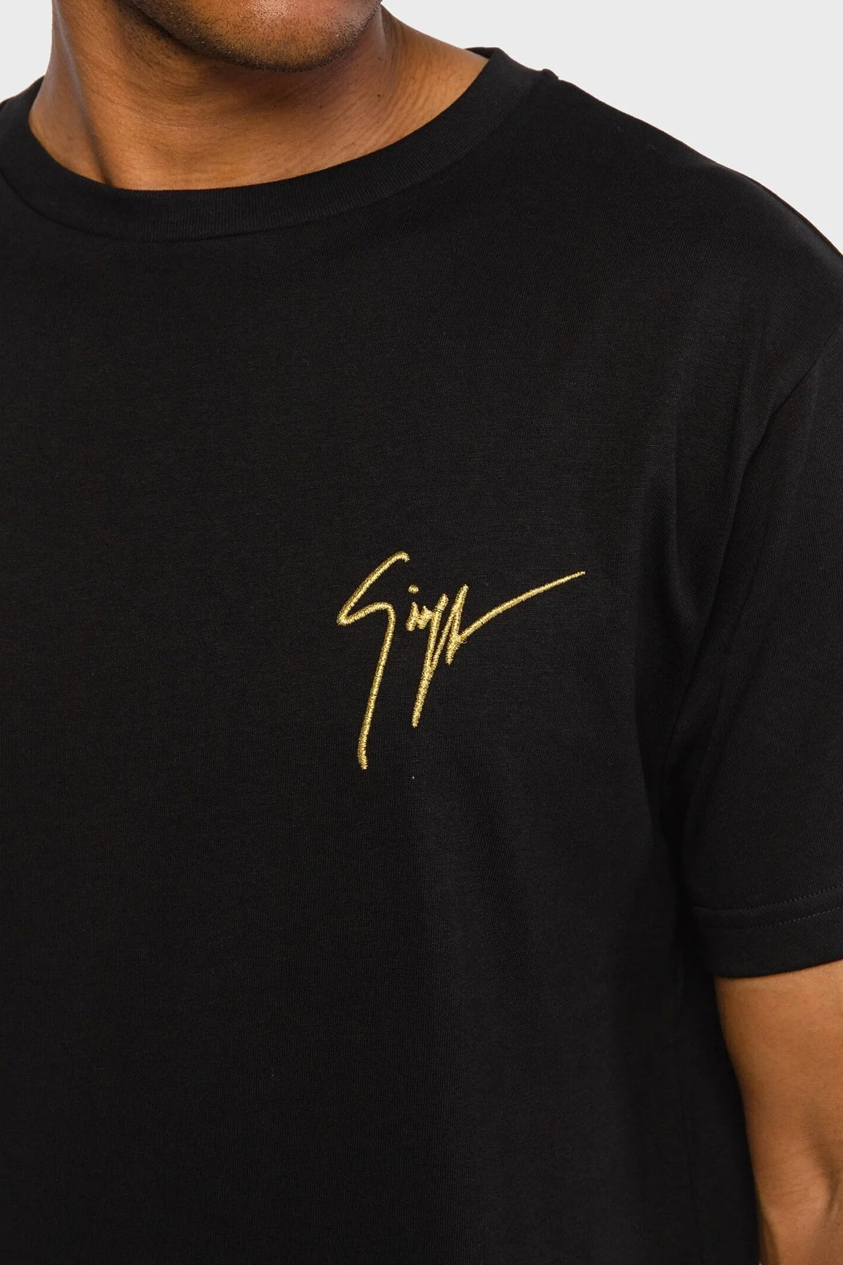 Giuseppe Zanotti Logolu Pamuklu Regular Fit Bisiklet Yaka Erkek T Shirt IRU0007-001 SİYAH - 5