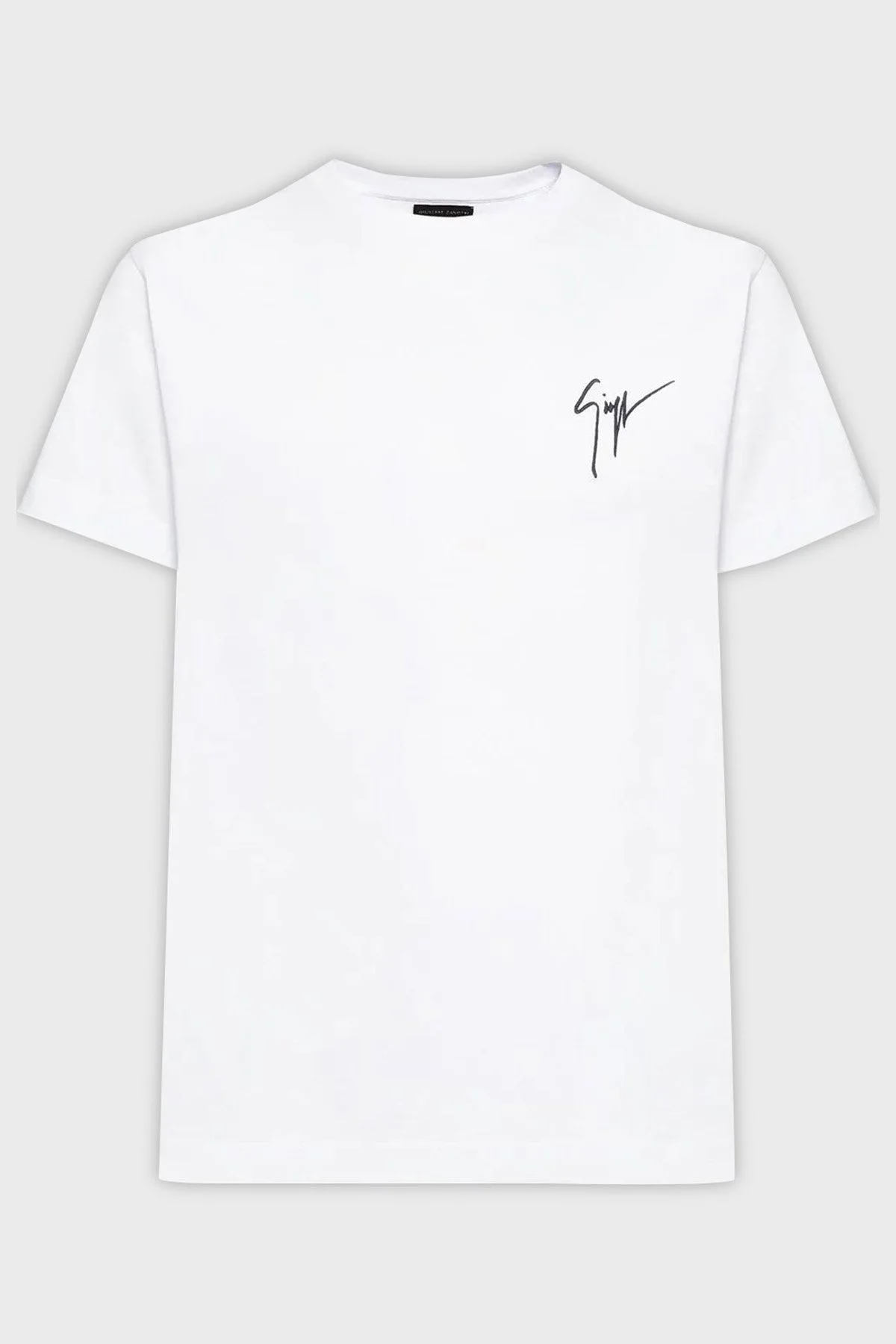 Giuseppe Zanotti Logolu Pamuklu Regular Fit Bisiklet Yaka Erkek T Shirt IRU0007-002 BEYAZ - 4