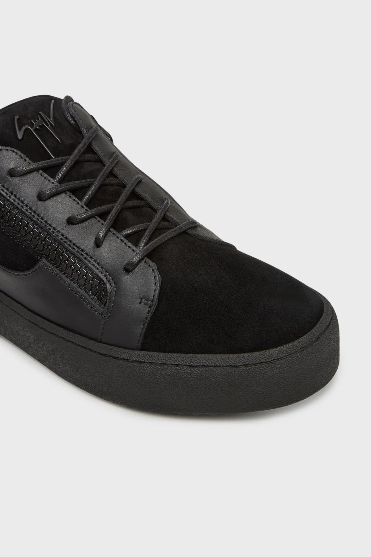 Giuseppe Zanotti Logolu Süet Detaylı Sneaker Erkek Ayakkabı RU40037-001 SİYAH - 5