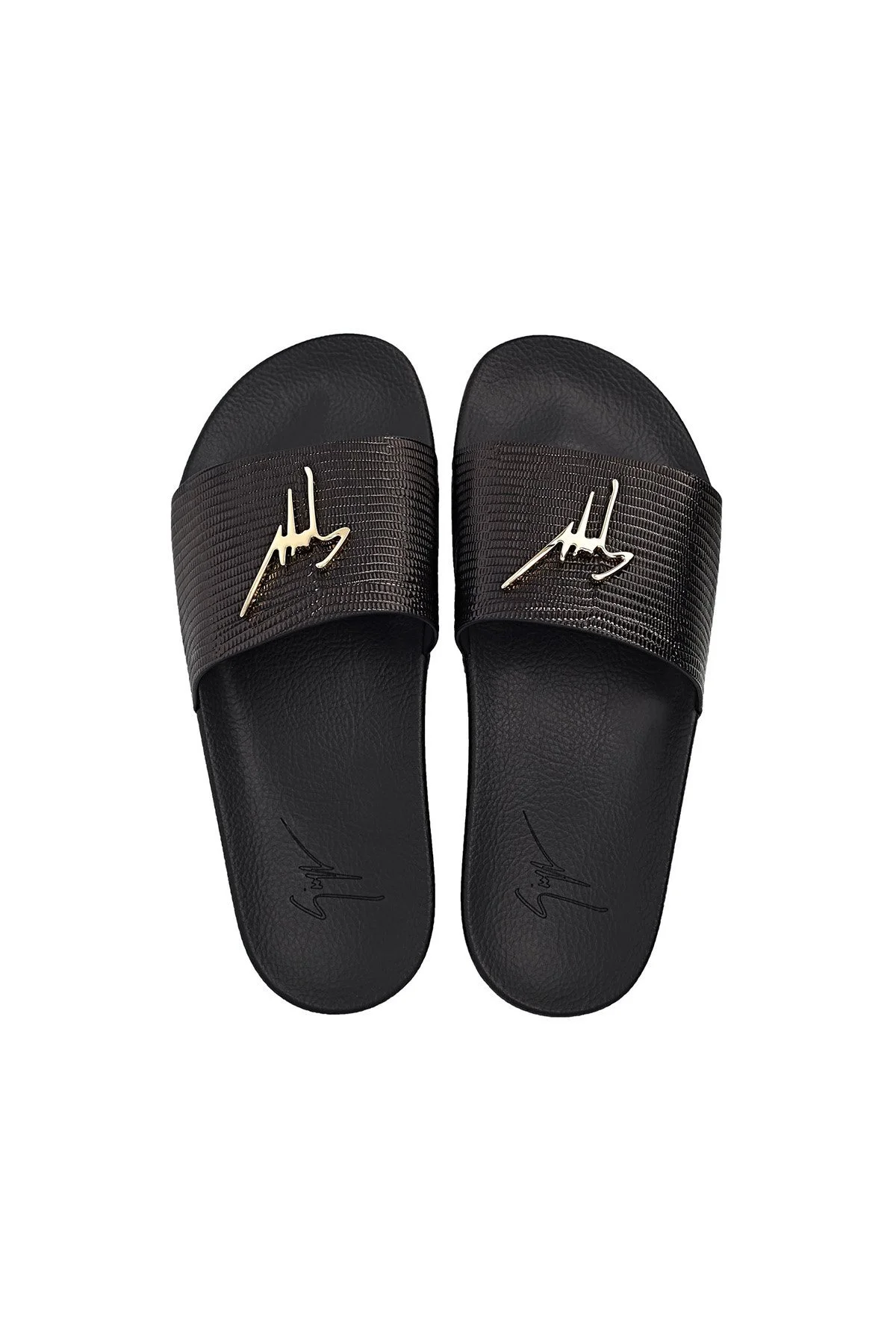 Giuseppe Zanotti Marka Logolu Erkek Terlik RM90068 027 C86605 SİYAH-KAHVE - 5