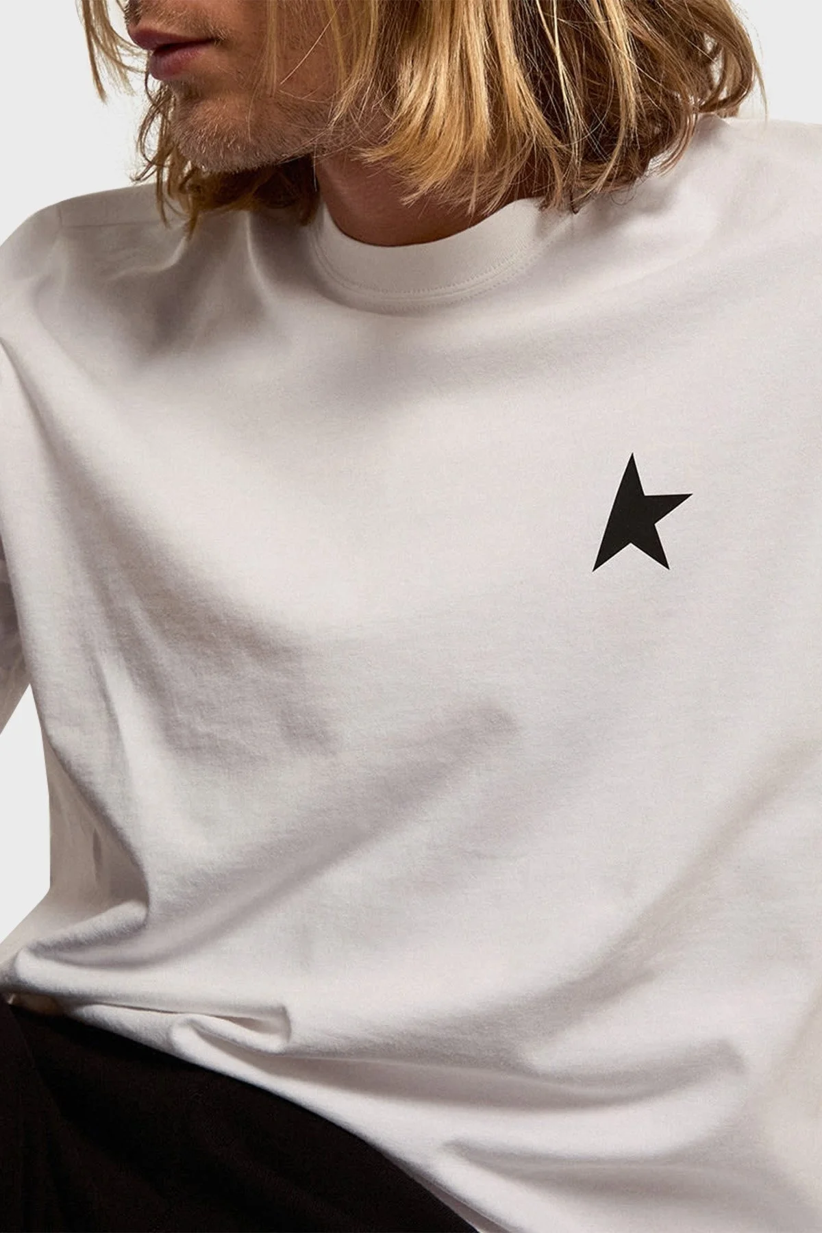 Golden Goose % 100 Pamuk Regular Fit Bisiklet Yaka Erkek T Shirt GMP01220.P000593.10364 BEYAZ - 1