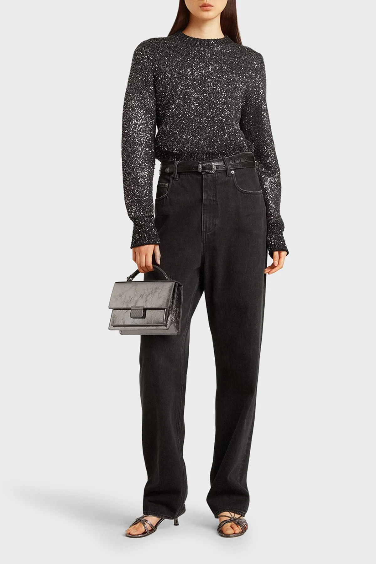 Golden Goose % 100 Pamuk Relaxed Fit Yüksek Bel Jeans Kadın Kot Pantolon GWP00844.P000625.90100 Siyah - 2