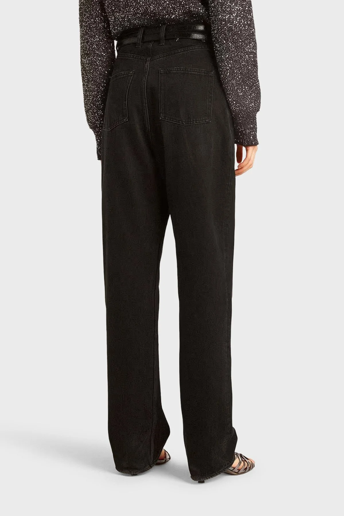 Golden Goose % 100 Pamuk Relaxed Fit Yüksek Bel Jeans Kadın Kot Pantolon GWP00844.P000625.90100 Siyah - 3