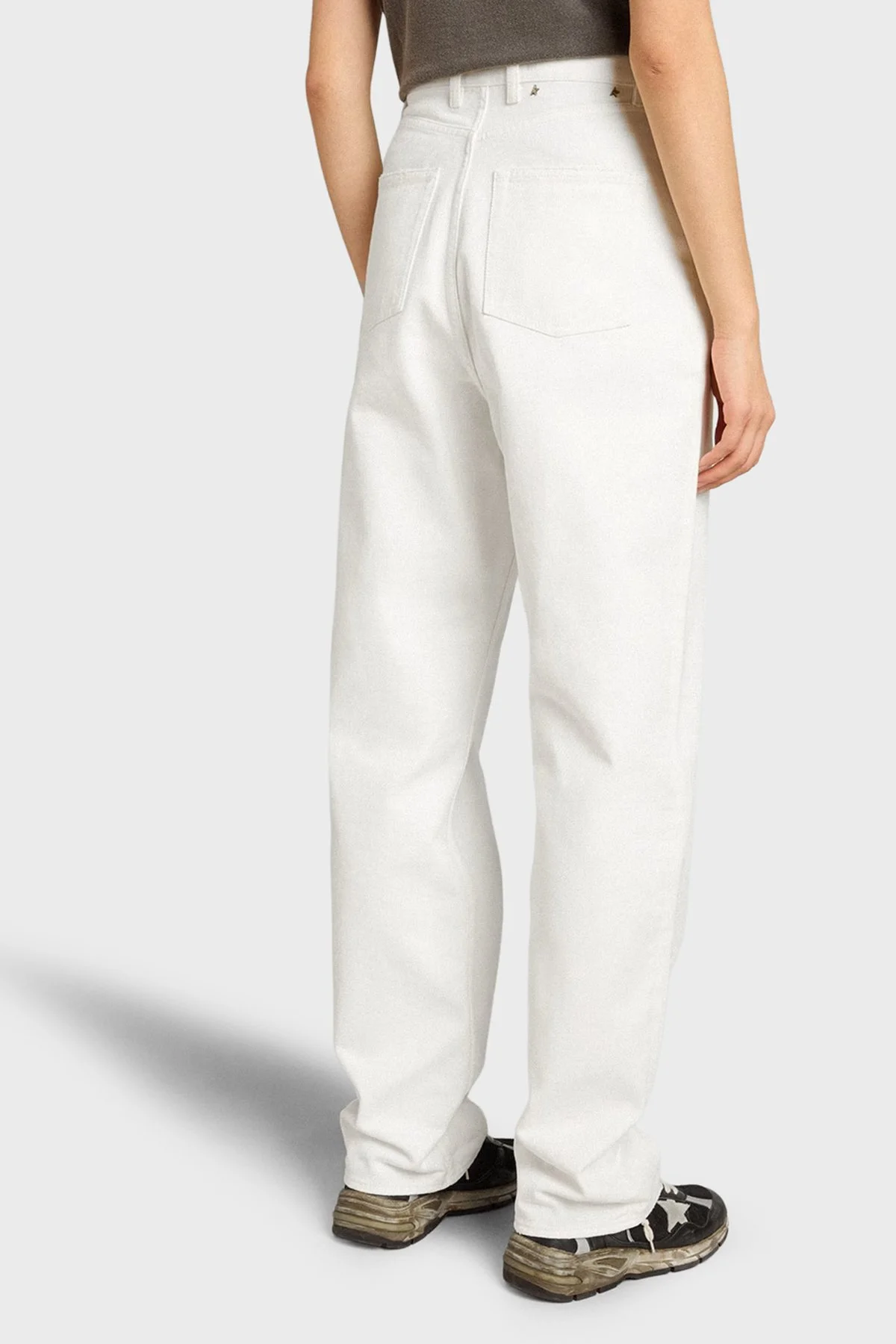 Golden Goose % 100 Pamuk Relaxed Yüksek Bel Jeans Kadın Kot Pantolon GWP00844.P000980.10190 Beyaz - 3