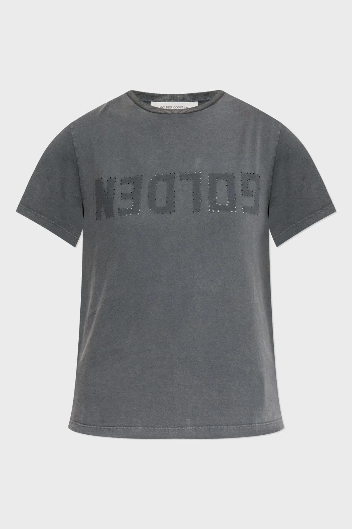 Golden Goose % 100 Pamuk Slim Fit Bisiklet Yaka Bayan T Shirt GWP01221.P000671.60318 ANTRASİT - 5