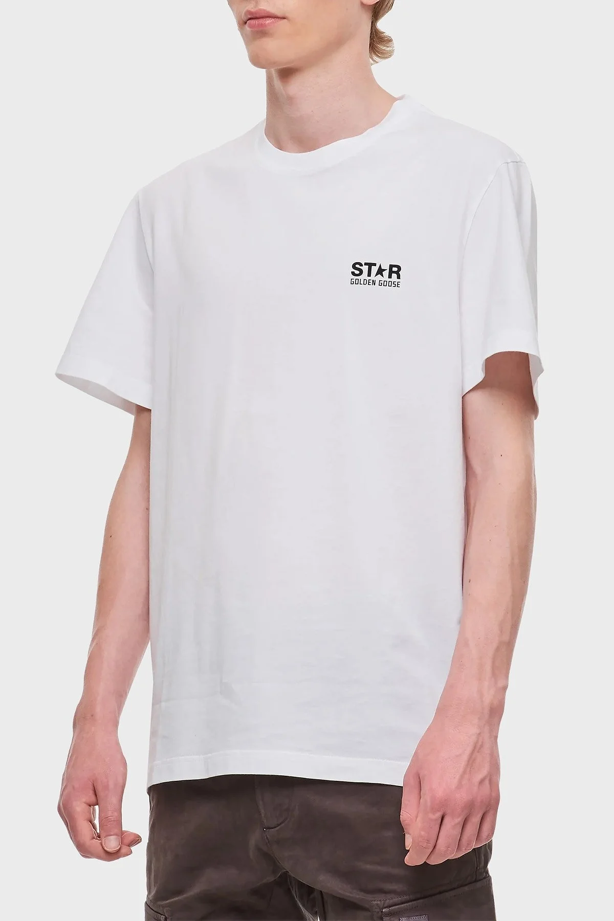 Golden Goose % 100 Pamuklu Bisiklet Yaka Regular Fit Erkek T Shirt GMP01220.P000881.10364 BEYAZ - 3