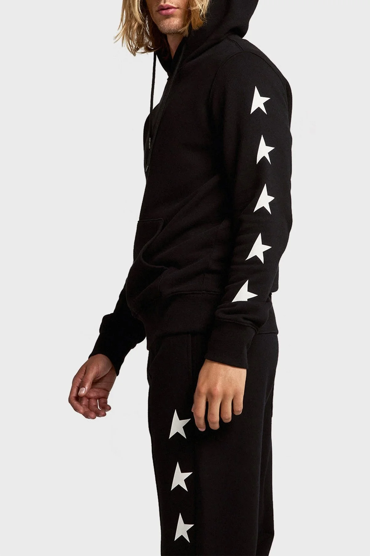 Golden Goose Baskılı % 100 Pamuk Regular Fit Kapüşonlu Erkek Sweat GMP01224.P000534.80203 SİYAH - 1