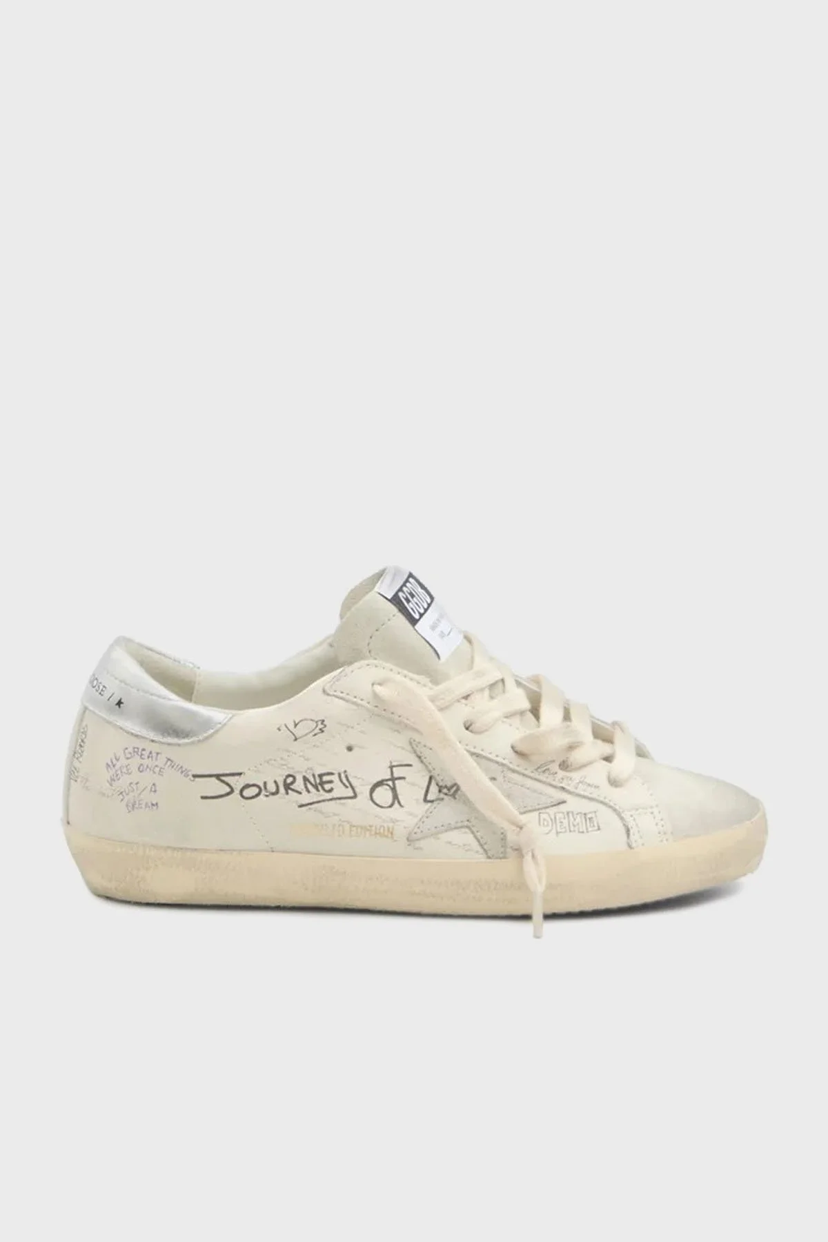 Golden Goose Deri Eskitme Detaylı Sneaker Kadın Ayakkabı GWF00101.F006889.10273 Beyaz - 1