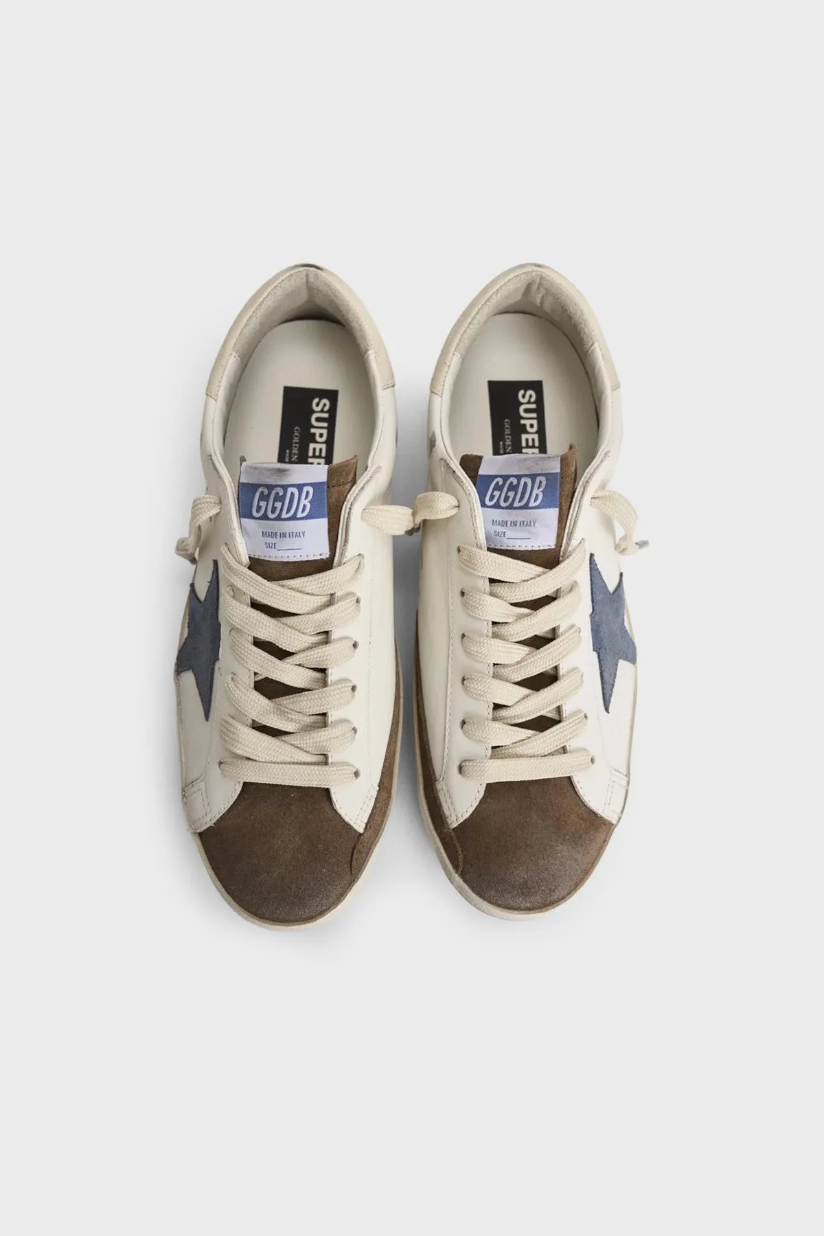 Golden Goose Deri Logolu Sneaker Erkek Ayakkabı GMF00102.F008695.83401 Beyaz-kahve-mavi - 2