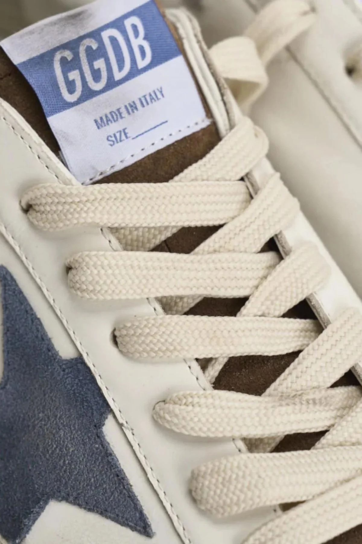 Golden Goose Deri Logolu Sneaker Erkek Ayakkabı GMF00102.F008695.83401 Beyaz-kahve-mavi - 5