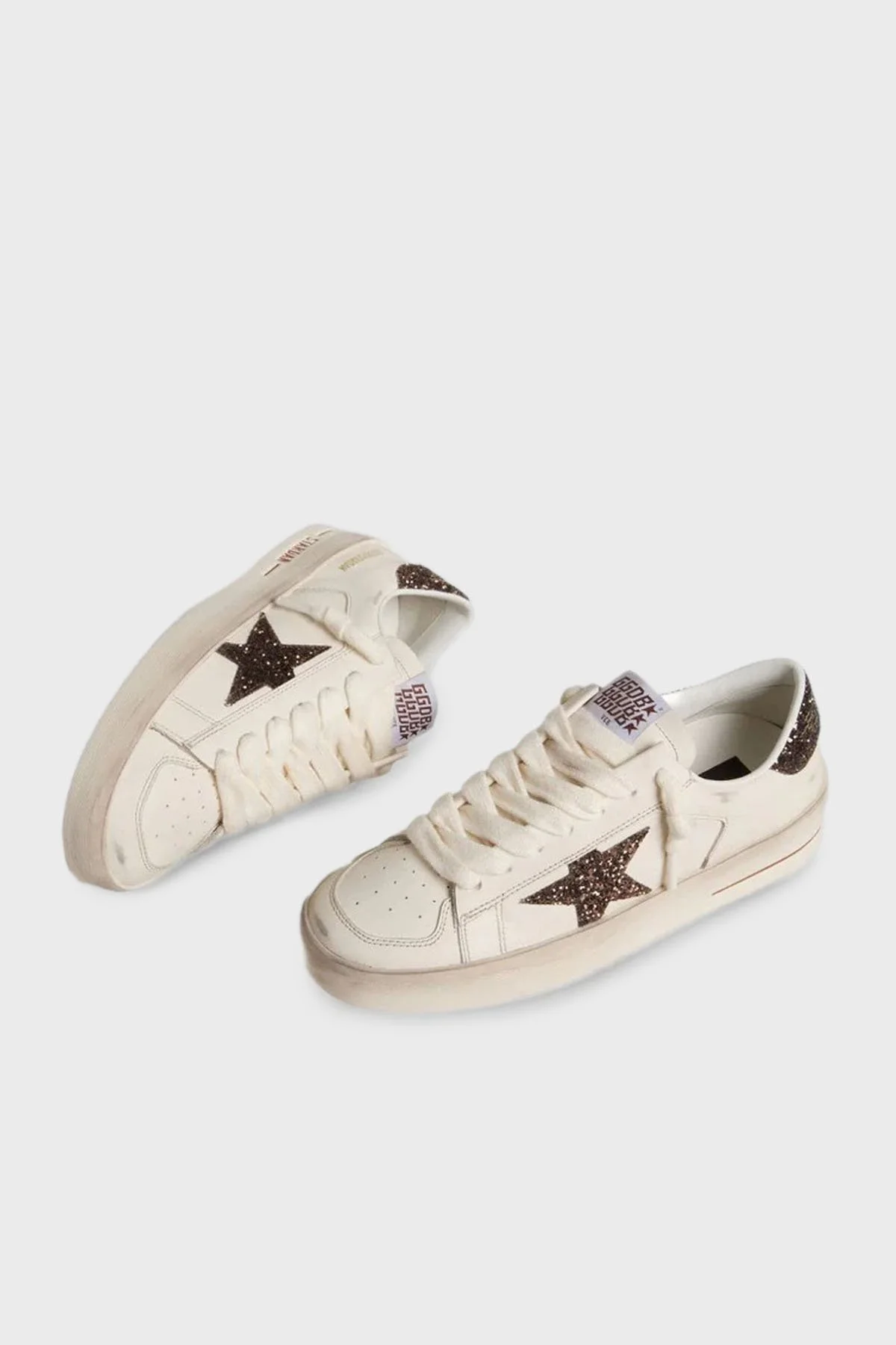 Golden Goose Deri Simli Eskitme Detaylı Sneaker Bayan Ayakkabı GWF00128.F007939.10318 BEYAZ - 2