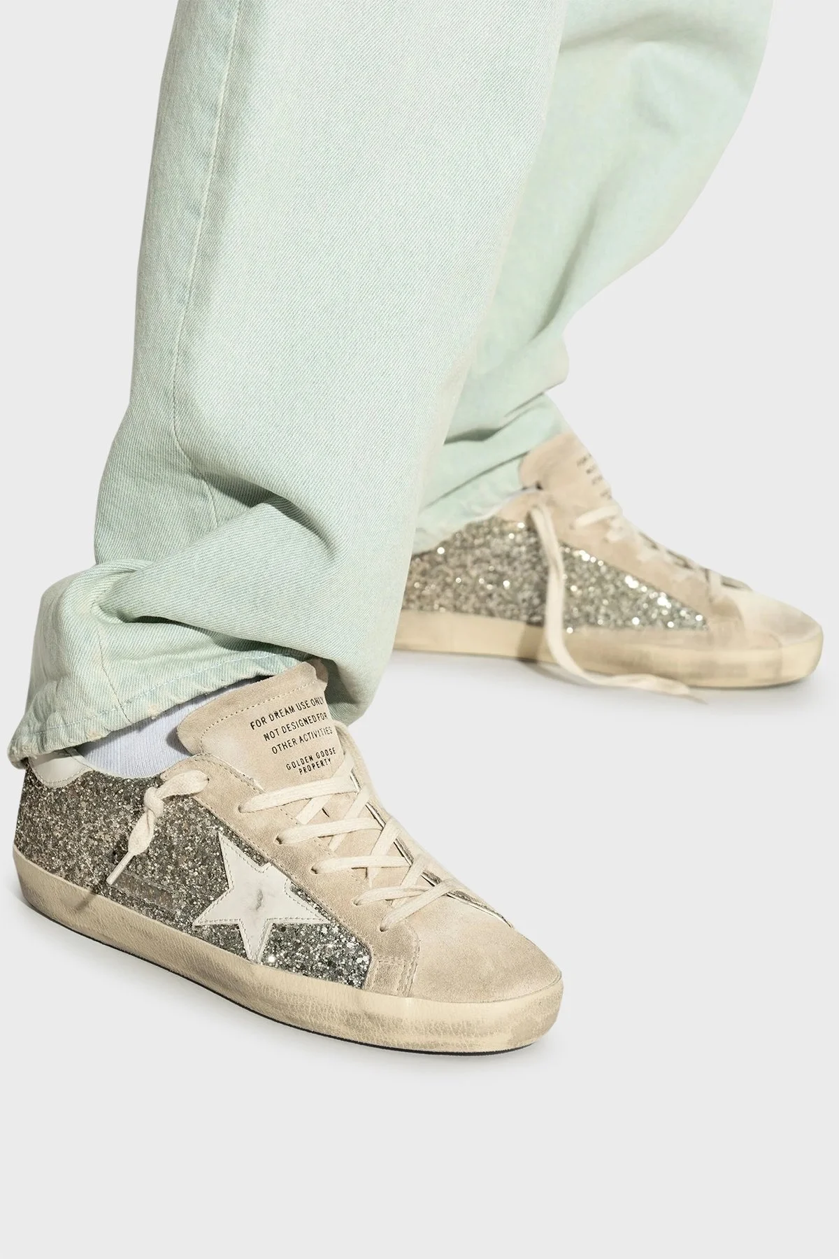 Golden Goose Gümüş Simli Hakiki Deri Sneaker Bayan Ayakkabı GWF00101.F006758.55636 KAHVE-BEJ - 6