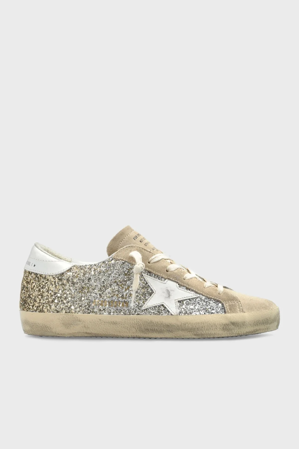 Golden Goose Gümüş Simli Hakiki Deri Sneaker Bayan Ayakkabı GWF00101.F006758.55636 KAHVE-BEJ - 1