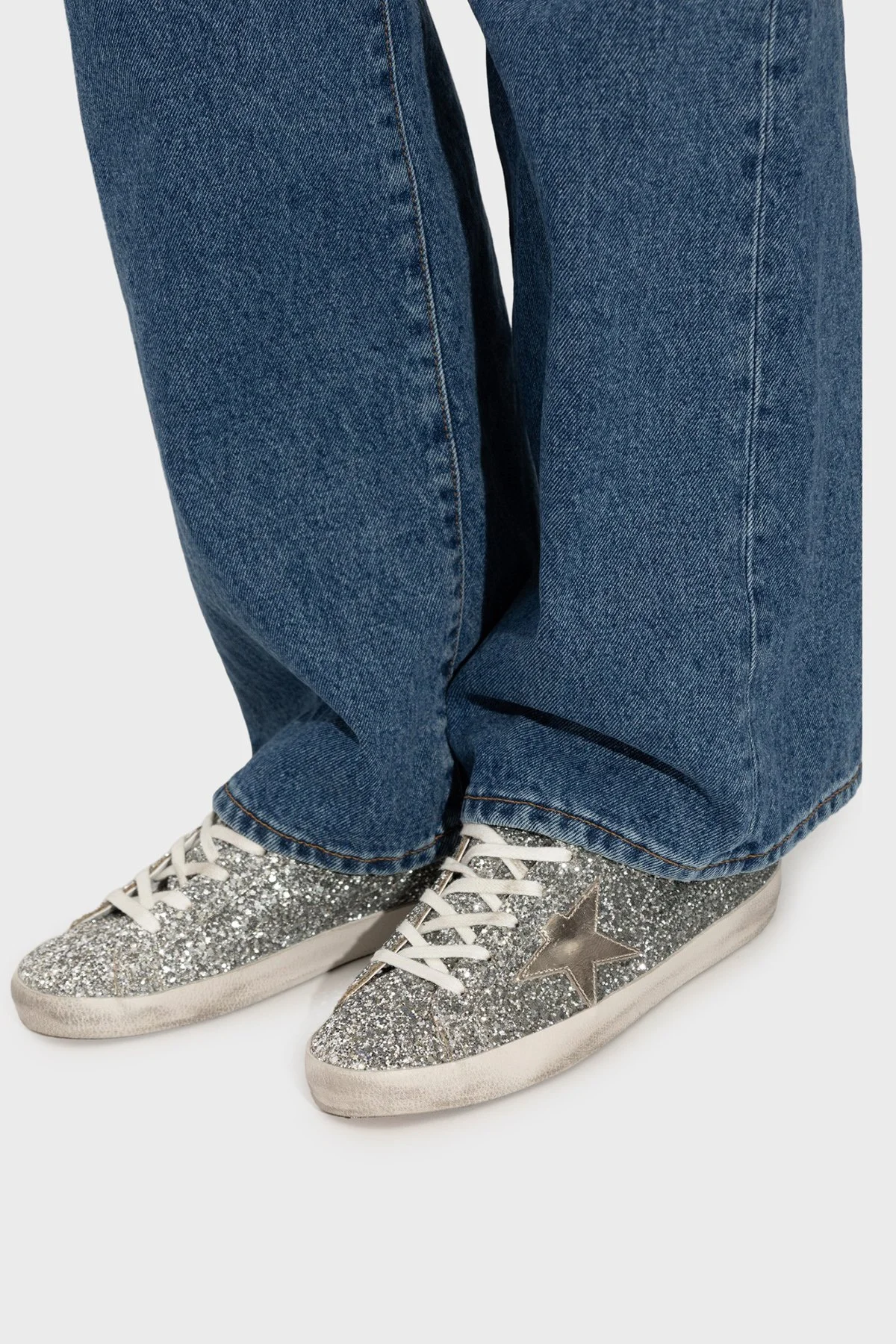 Golden Goose Hakiki Deri Logolu Sim Detaylı Sneaker Bayan Ayakkabı GWF00101.F008056.65224 GÜMÜŞ - 2