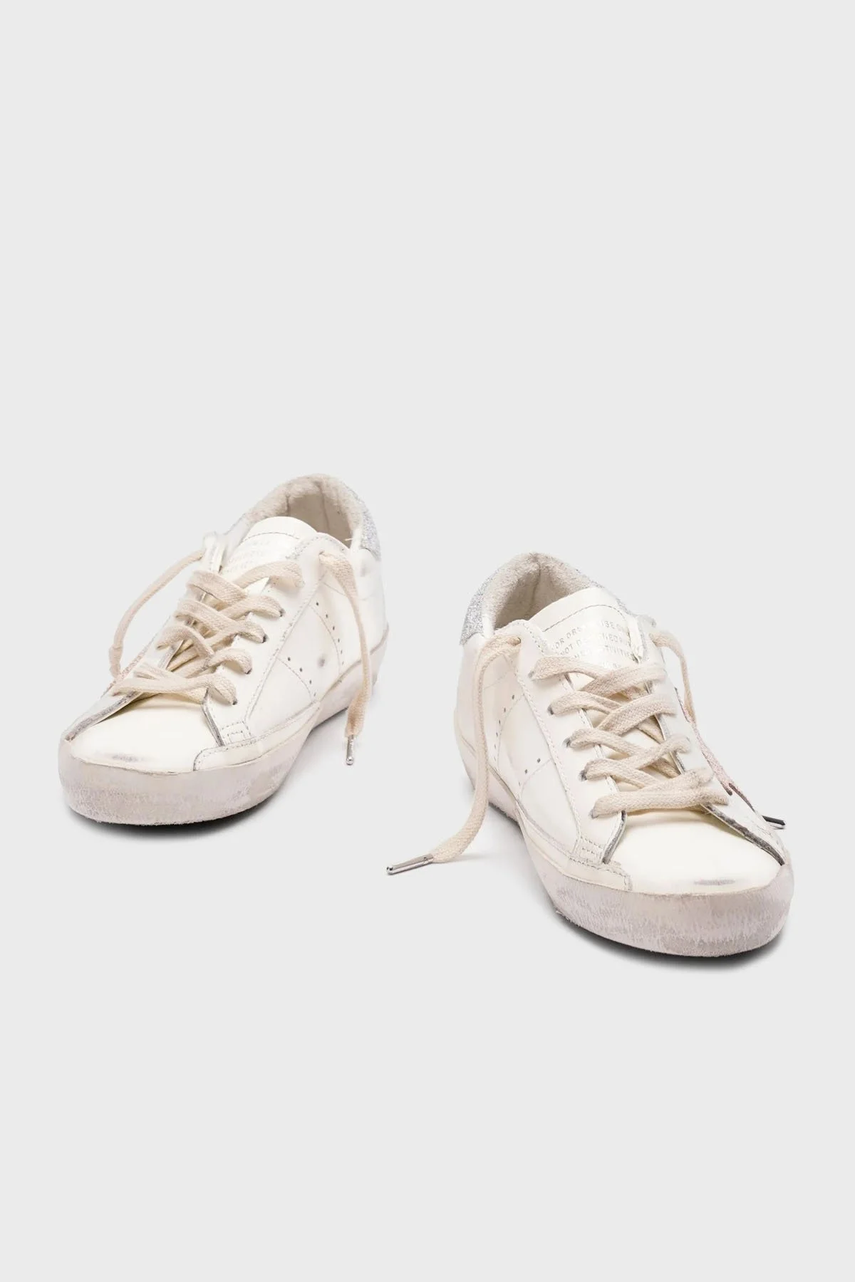 Golden Goose Hakiki Deri Logolu Sim ve Taş Detaylı Sneaker Bayan Ayakkabı GWF00101.F006884.12172 BEYAZ-GÜMÜŞ - 2