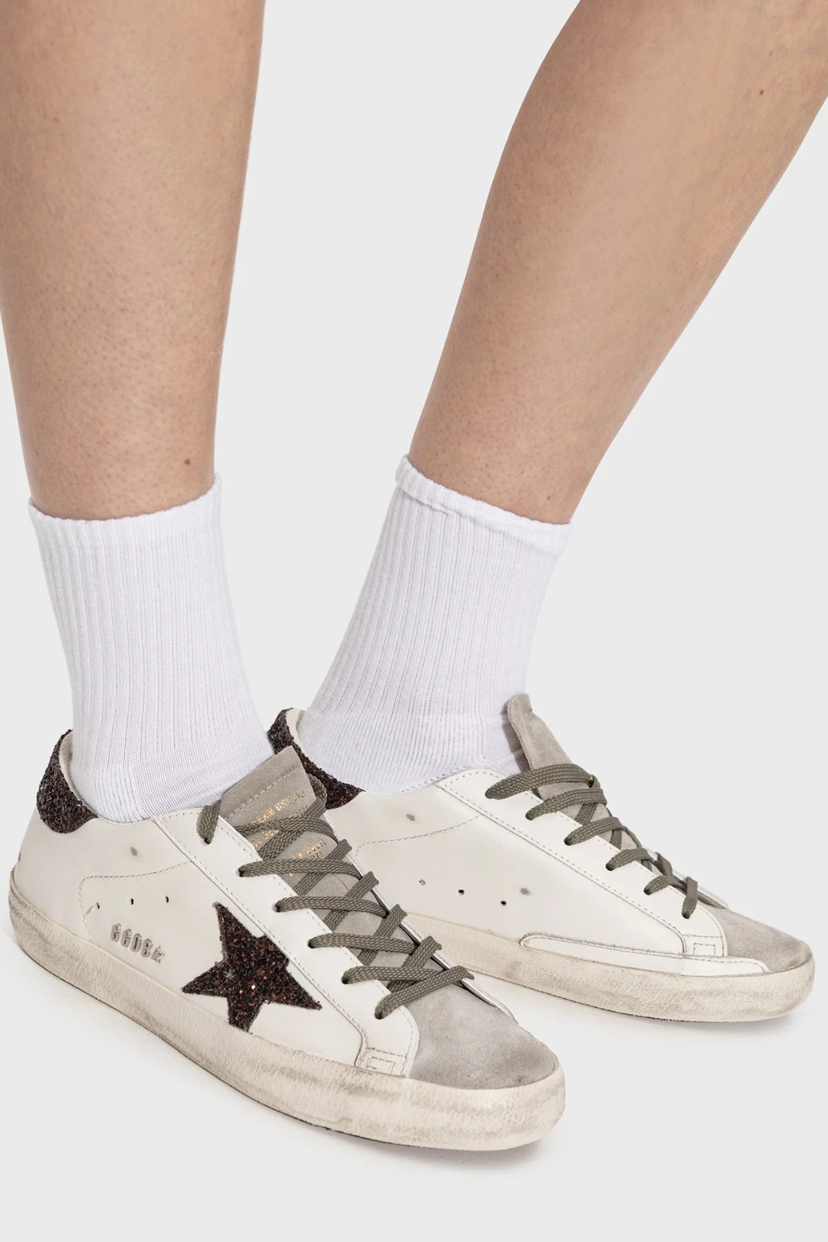 Golden Goose Hakiki Deri Logolu Sneaker Bayan Ayakkabı GWF00101.F008122.12386 BEYAZ-KAHVE - 2