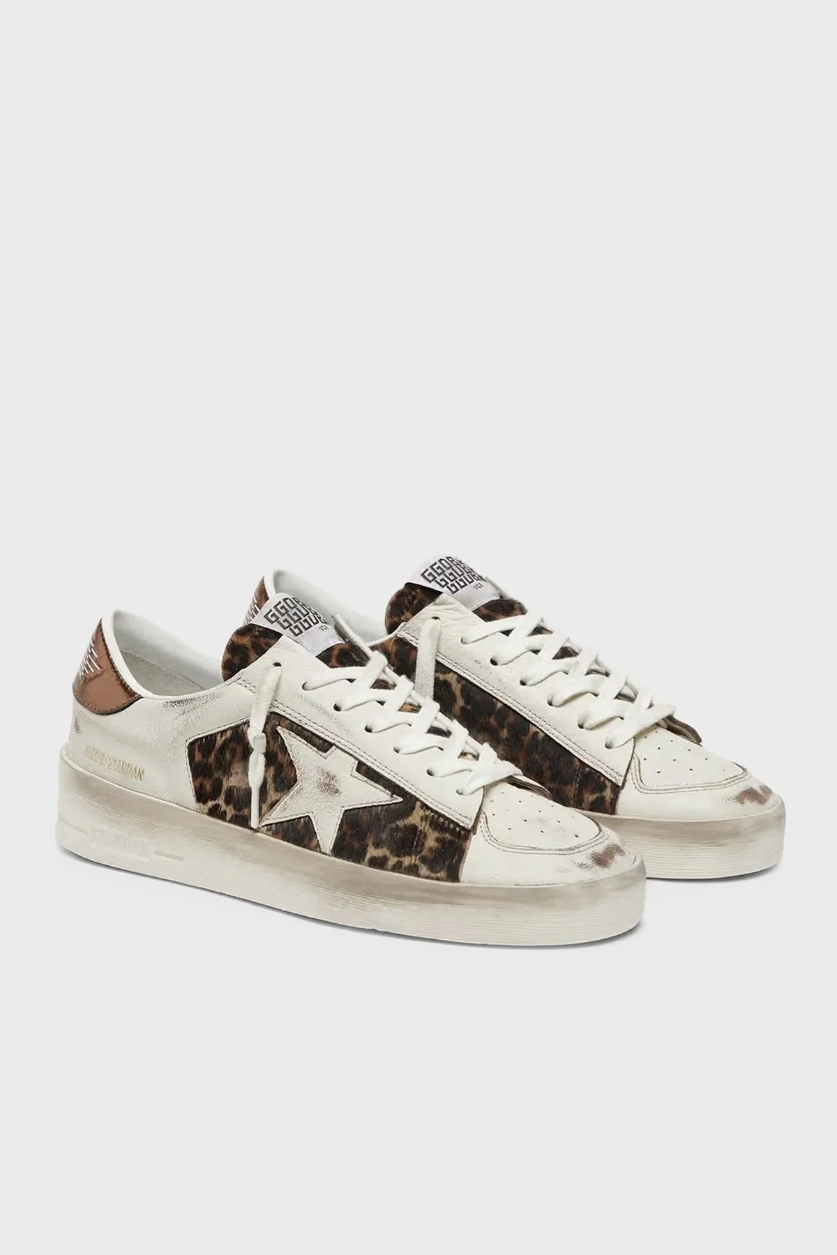 Golden Goose Leopar Detaylı Deri Sneaker Kadın Ayakkabı GWF00333.F008491.81551 Beyaz-leopar - 3