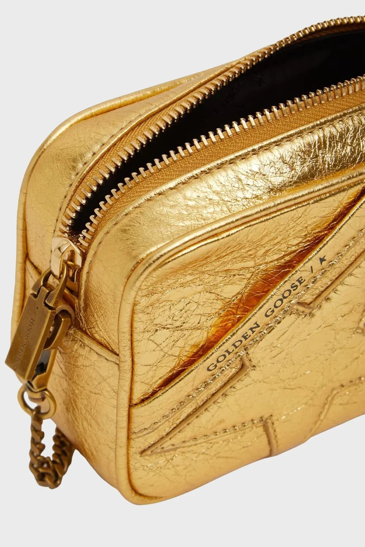 Golden Goose Logolu Çıkarılabilir Zincir Askılı Hakiki Deri Bayan Çanta GWA00228.A000494.65121 GOLD - 6