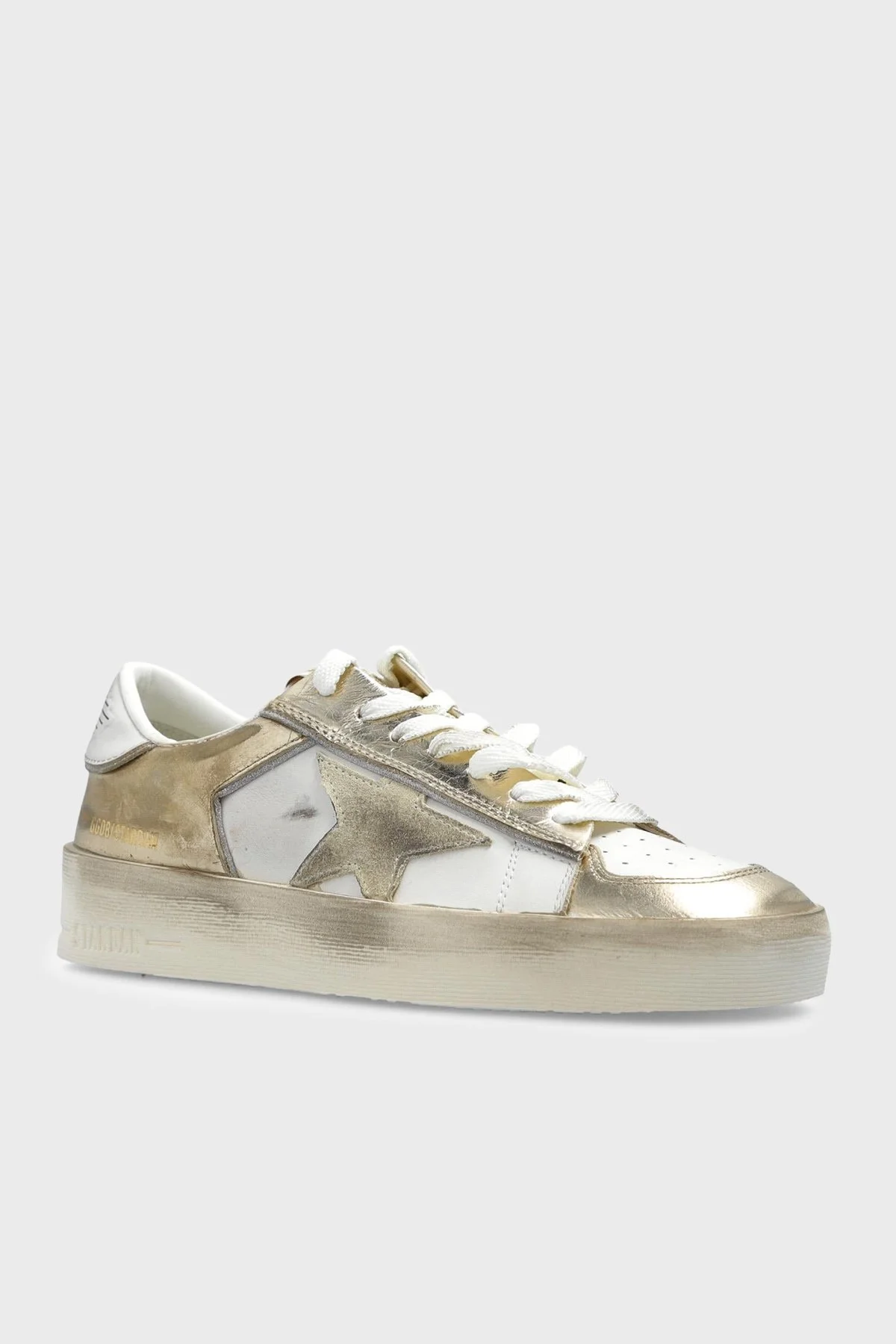 Golden Goose Logolu Deri Parlak Sneaker Bayan Ayakkabı GWF00333.F007536.12281 Beyaz Gold - 5