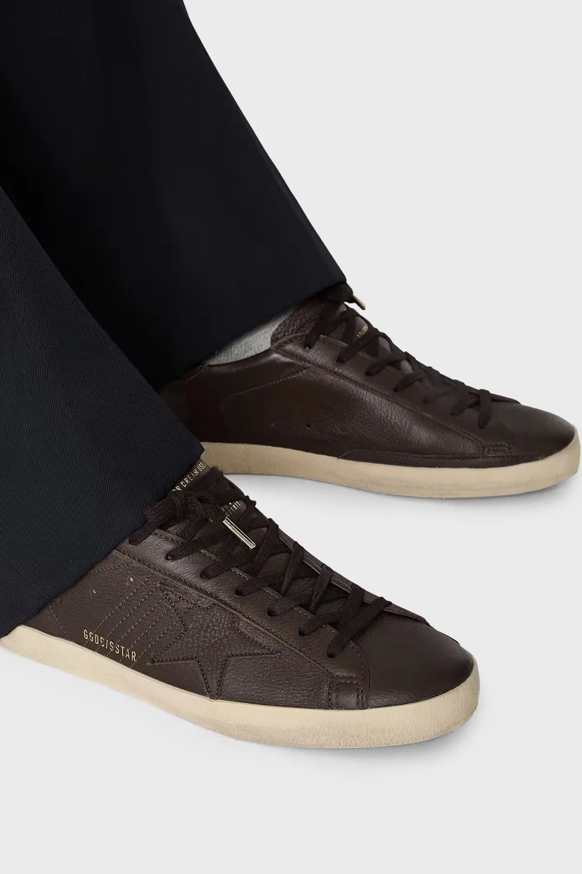 Golden Goose Logolu Deri Sneaker Erkek Ayakkabı GMF00101.F008887.55381 Koyu kahve - 2