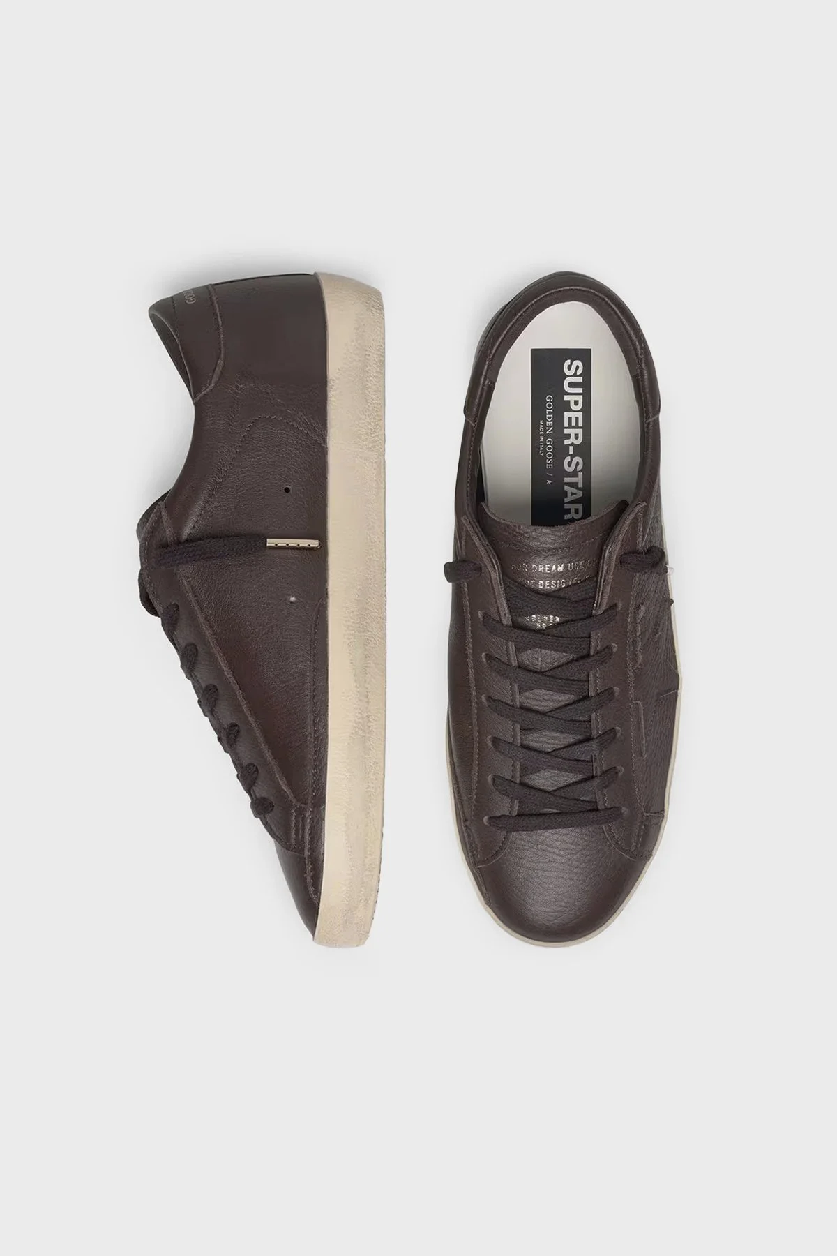 Golden Goose Logolu Deri Sneaker Erkek Ayakkabı GMF00101.F008887.55381 Koyu kahve - 4