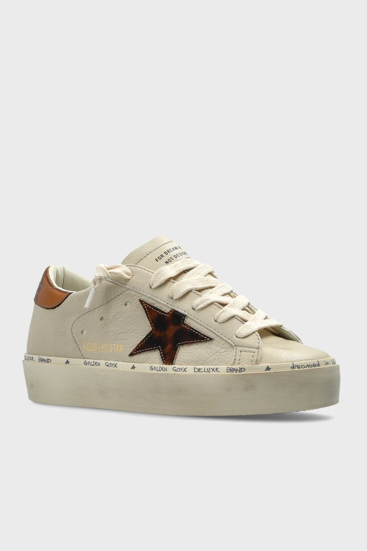 Golden Goose Logolu Deri Sneaker Kadın Ayakkabı GWF00118.F008758.15992 Beyaz-leopar - 3
