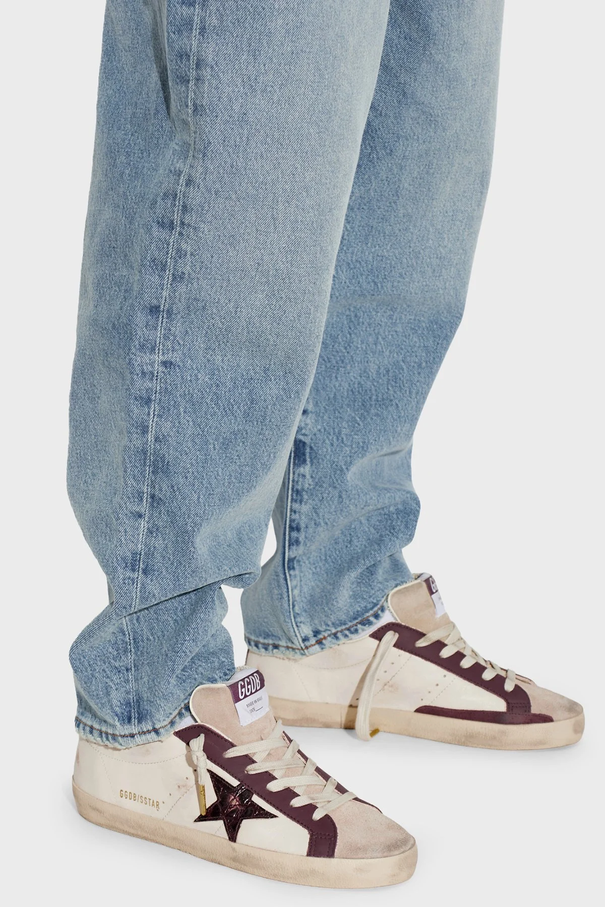 Golden Goose Logolu Deri Sneaker Kadın Ayakkabı GWF01002.F008761.15993 Bej-bordo - 2