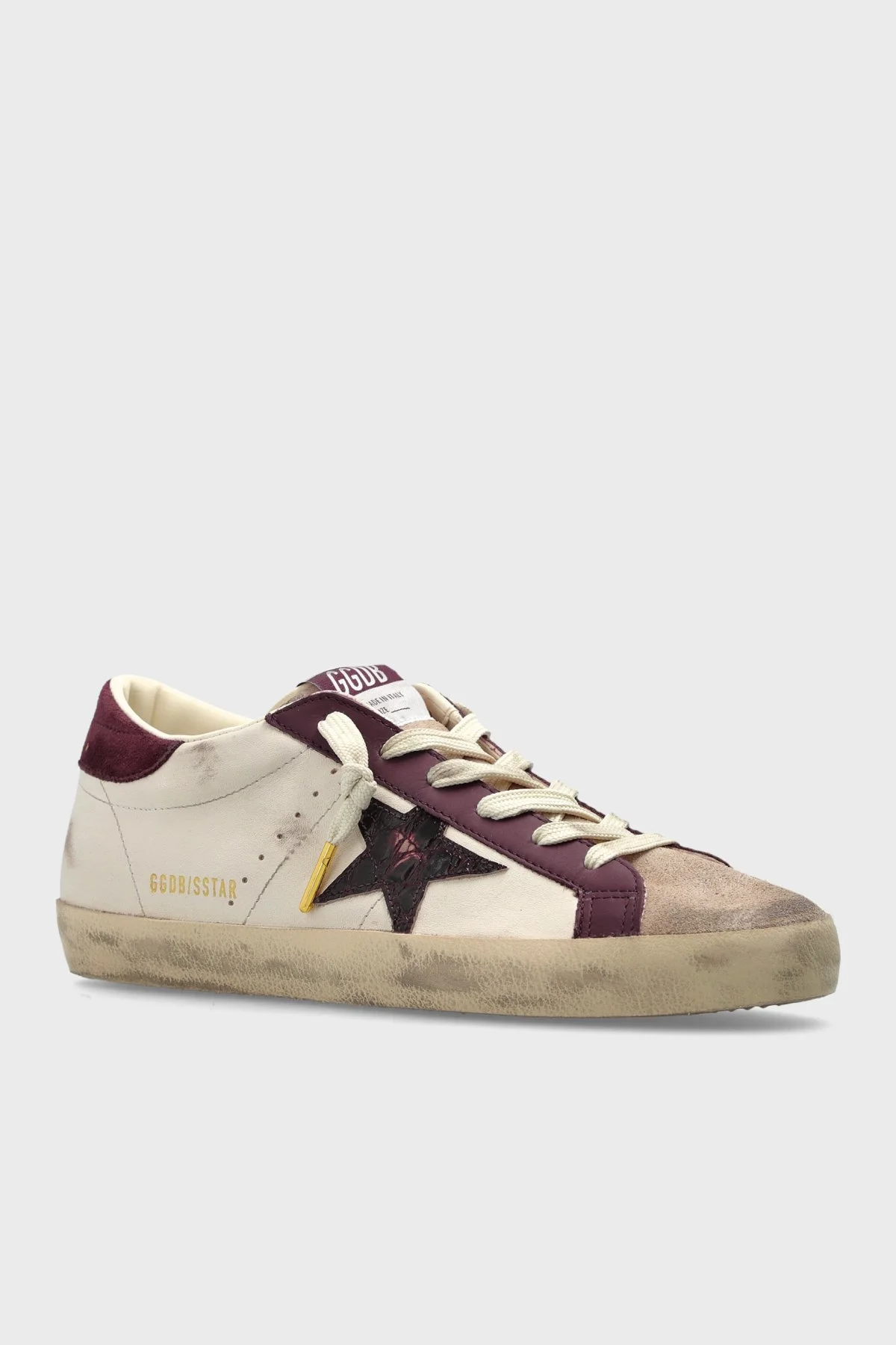 Golden Goose Logolu Deri Sneaker Kadın Ayakkabı GWF01002.F008761.15993 Bej-bordo - 4