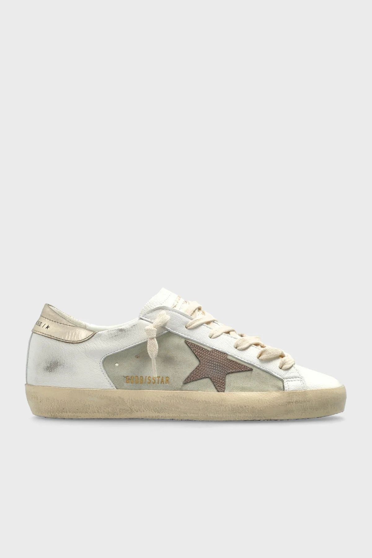 Golden Goose Logolu Hakiki Deri Sneaker Bayan Ayakkabı GWF00103.F006828.12174 BEYAZ-HAKİ - 6