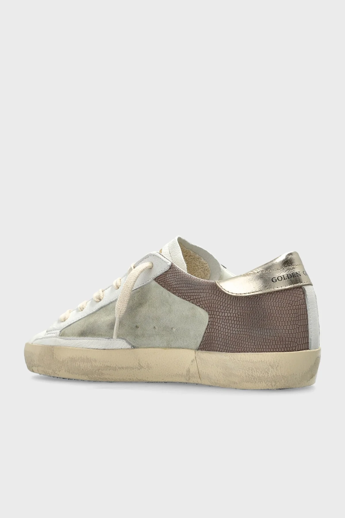 Golden Goose Logolu Hakiki Deri Sneaker Bayan Ayakkabı GWF00103.F006828.12174 BEYAZ-HAKİ - 9