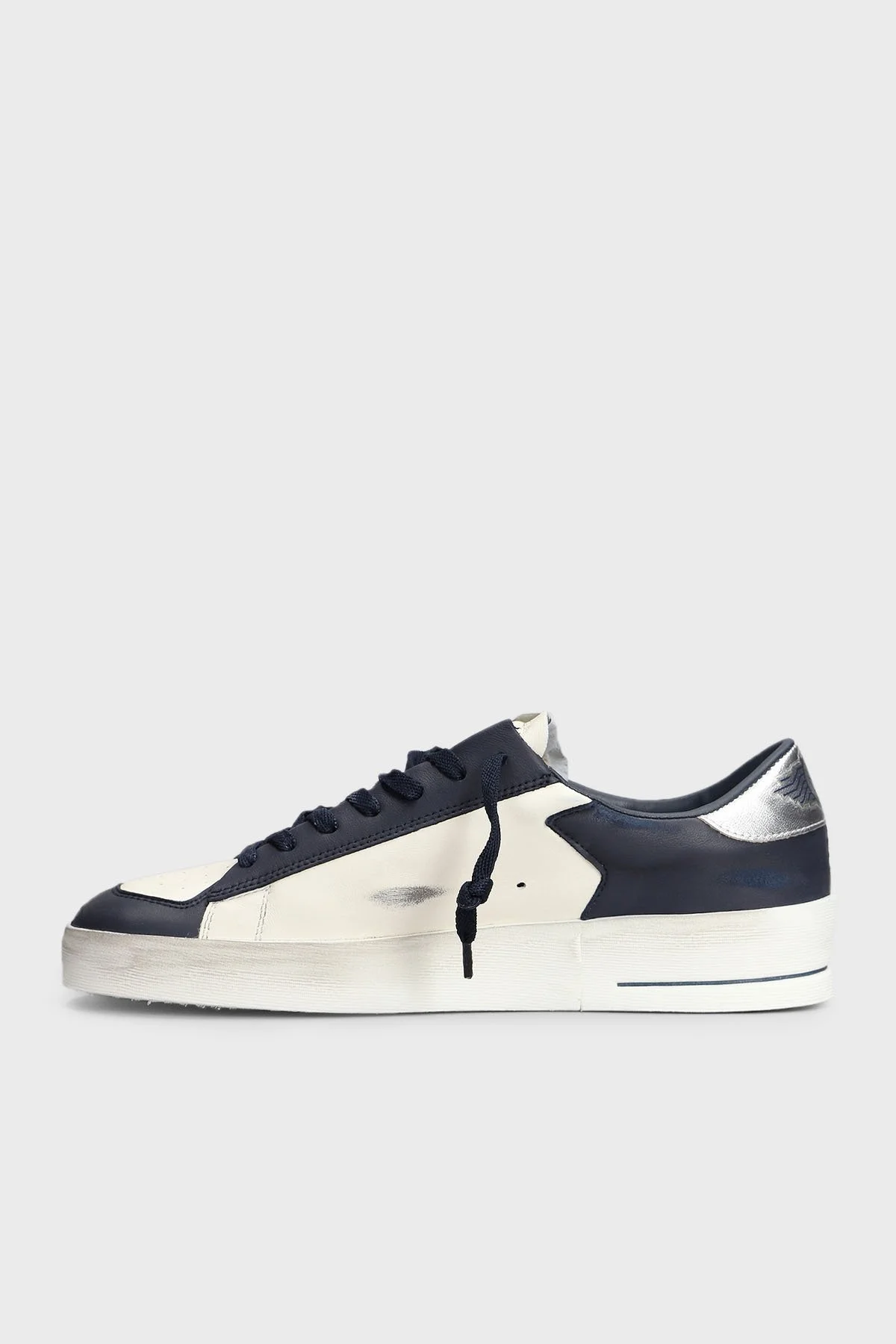 Golden Goose Logolu Hakiki Deri Sneaker Erkek Ayakkabı GMF00333.F006910.82874 BEYAZ-LACİVERT - 2