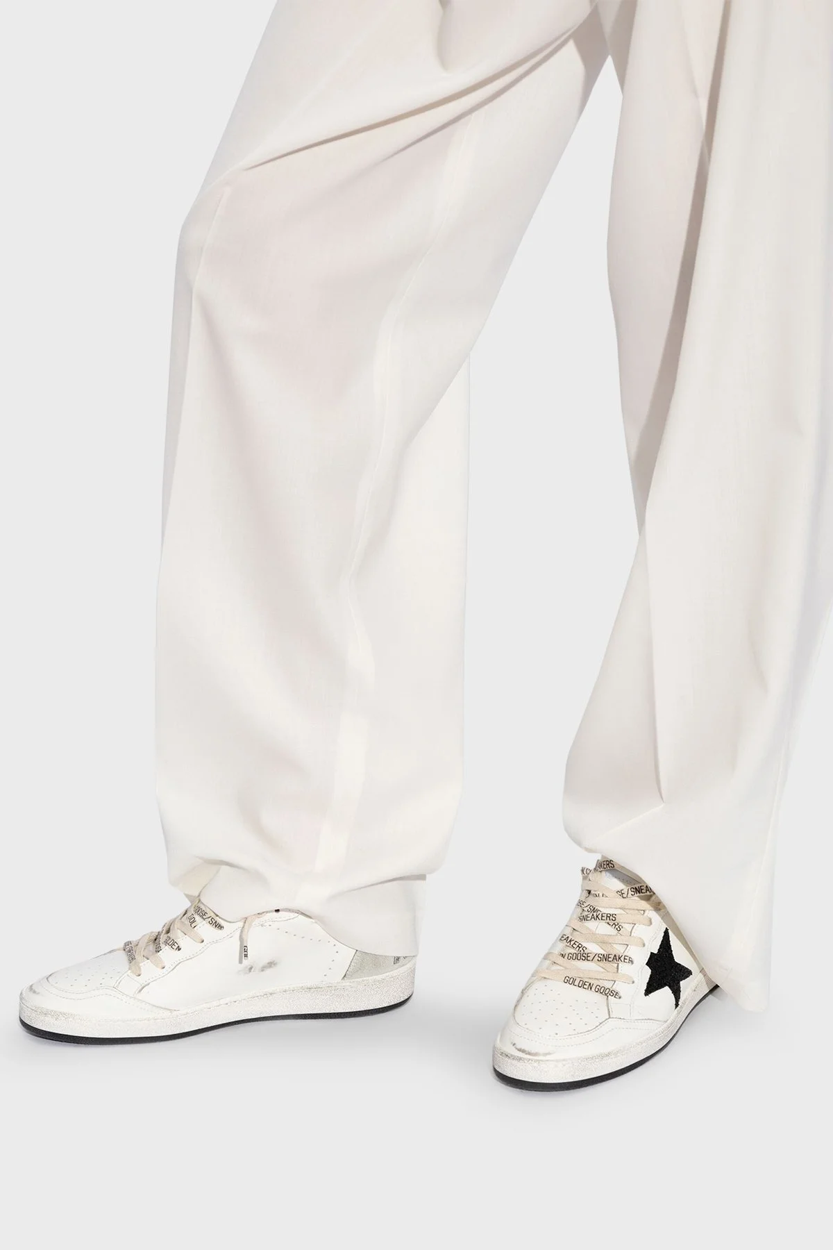 Golden Goose Logolu Parlak Taşlı Hakiki Deri Sneaker Kadın Ayakkabı GWF00117.F006118.10750 Beyaz - 2