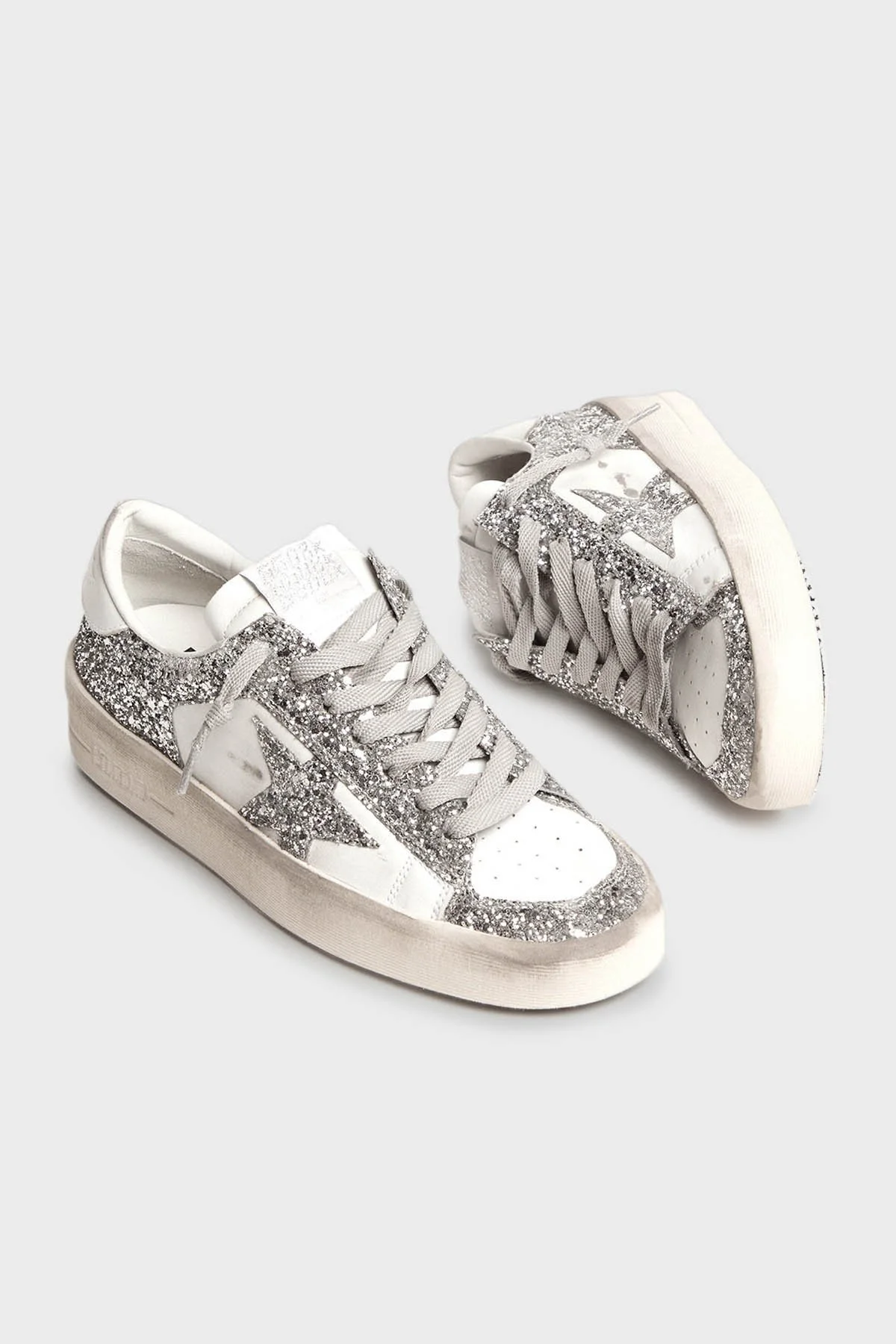 Golden Goose Logolu Simli Deri Sneaker Bayan Ayakkabı GWF00128.F002185.80185 GÜMÜŞ - 3