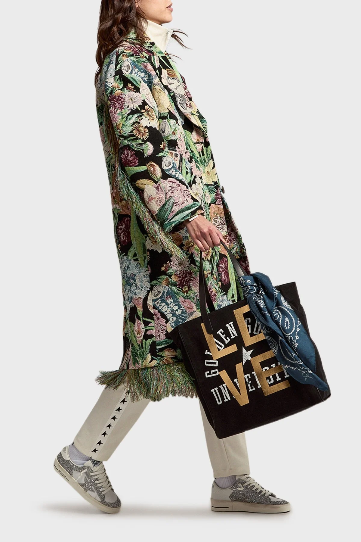 Golden Goose Logolu Simli Deri Sneaker Bayan Ayakkabı GWF00128.F002185.80185 GÜMÜŞ - 4