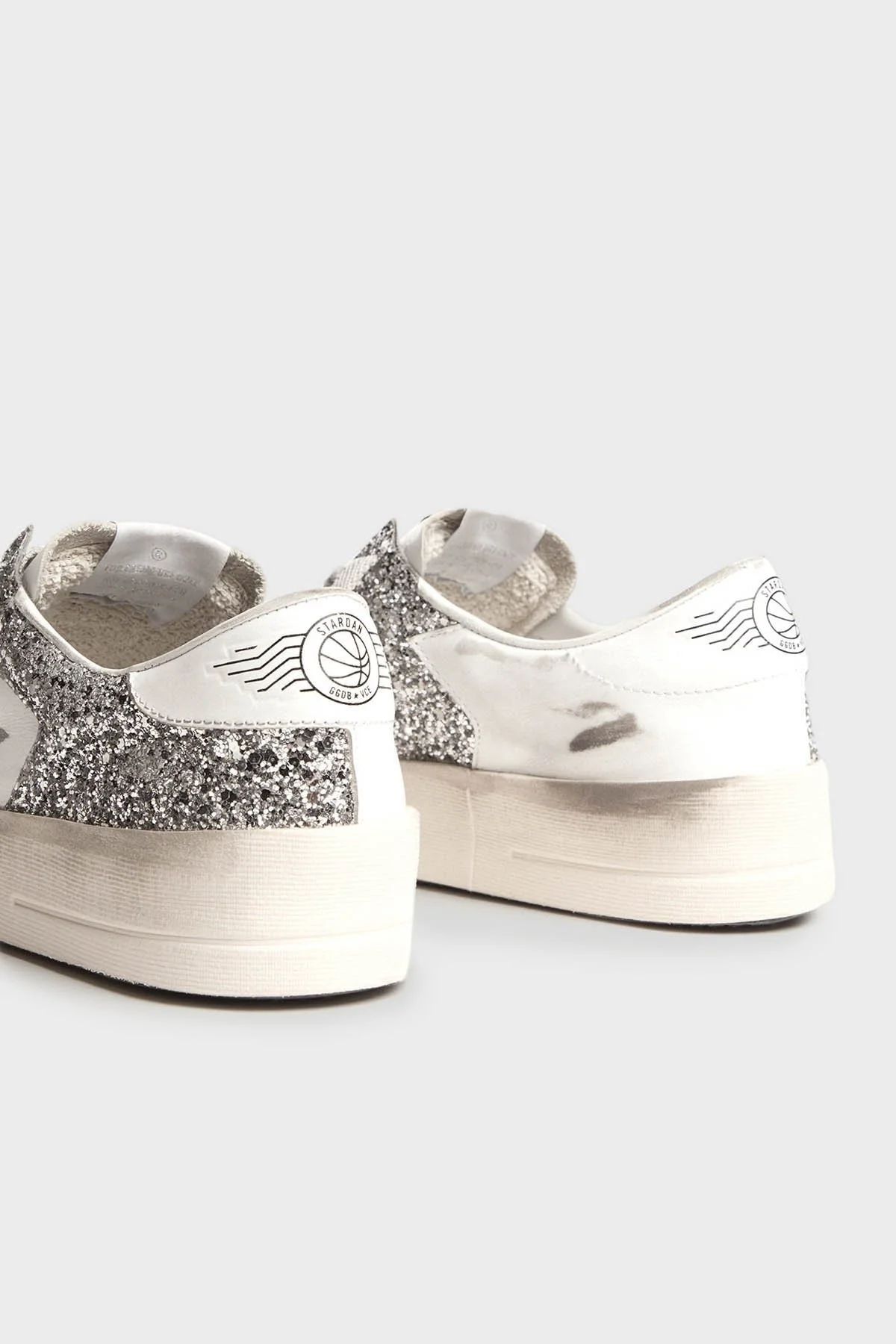 Golden Goose Logolu Simli Deri Sneaker Bayan Ayakkabı GWF00128.F002185.80185 GÜMÜŞ - 12