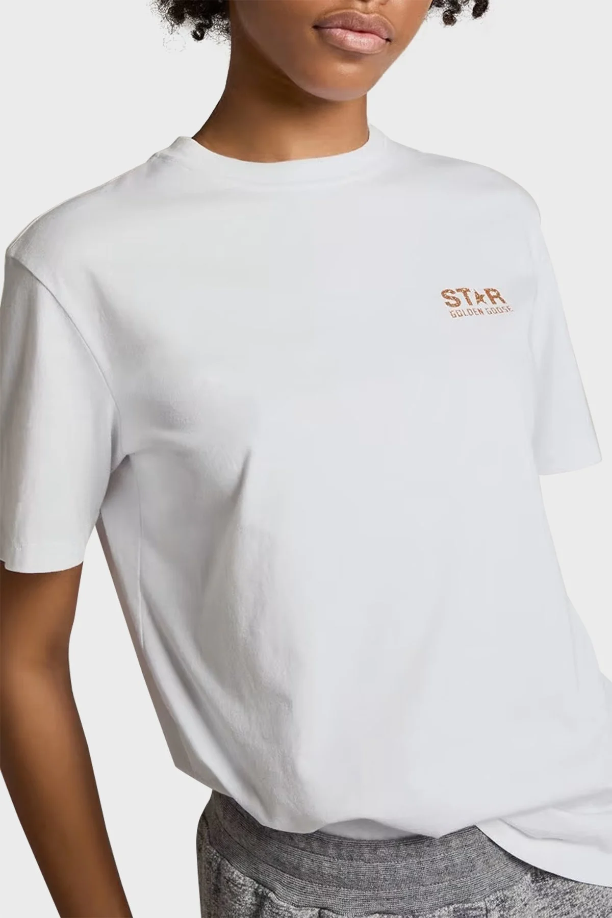 Golden Goose Pamuklu Baskılı Regular Fit Bisiklet Yaka Bayan T Shirt GWP01220.P000880.10272 BEYAZ - 1