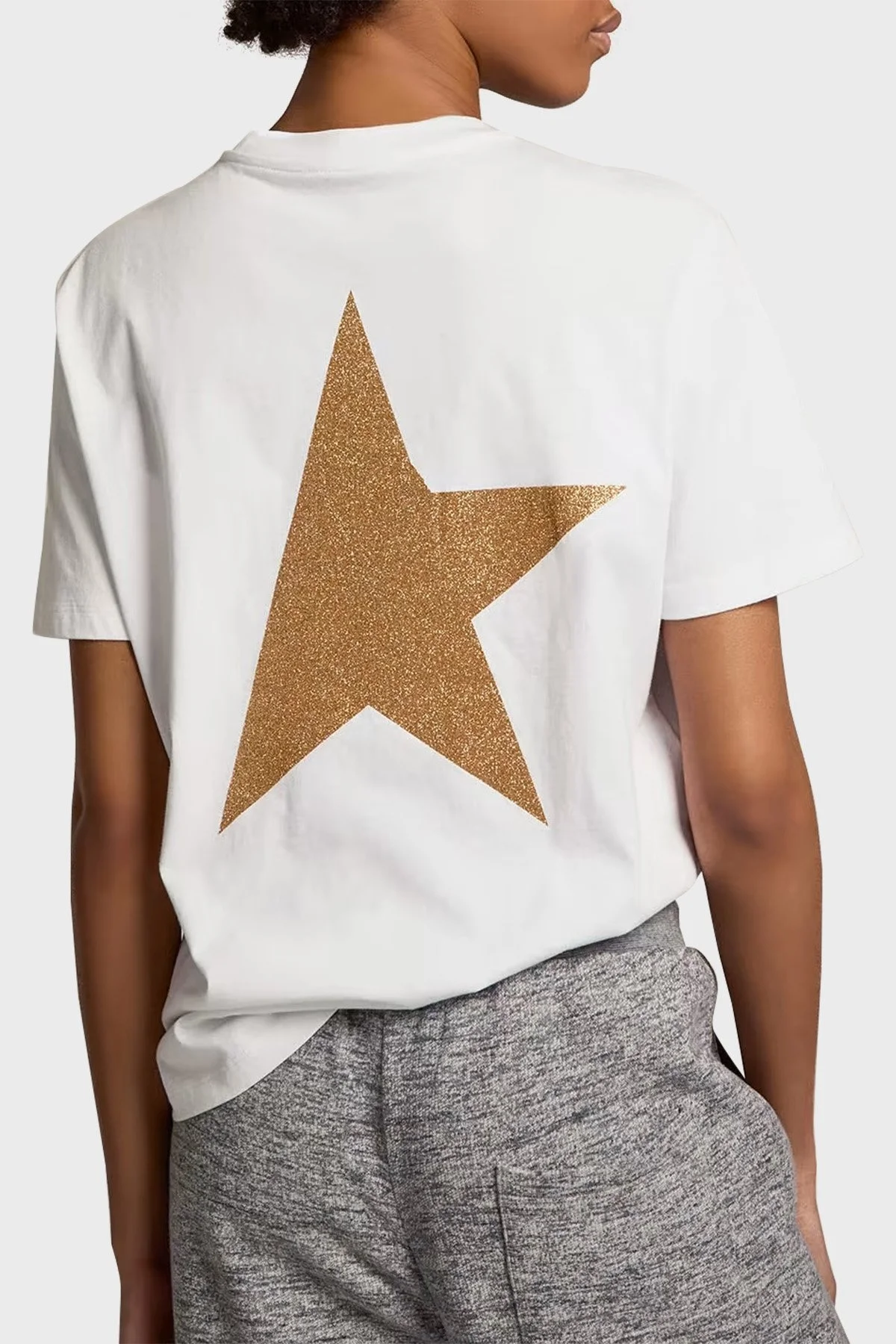 Golden Goose Pamuklu Baskılı Regular Fit Bisiklet Yaka Bayan T Shirt GWP01220.P000880.10272 BEYAZ - 2