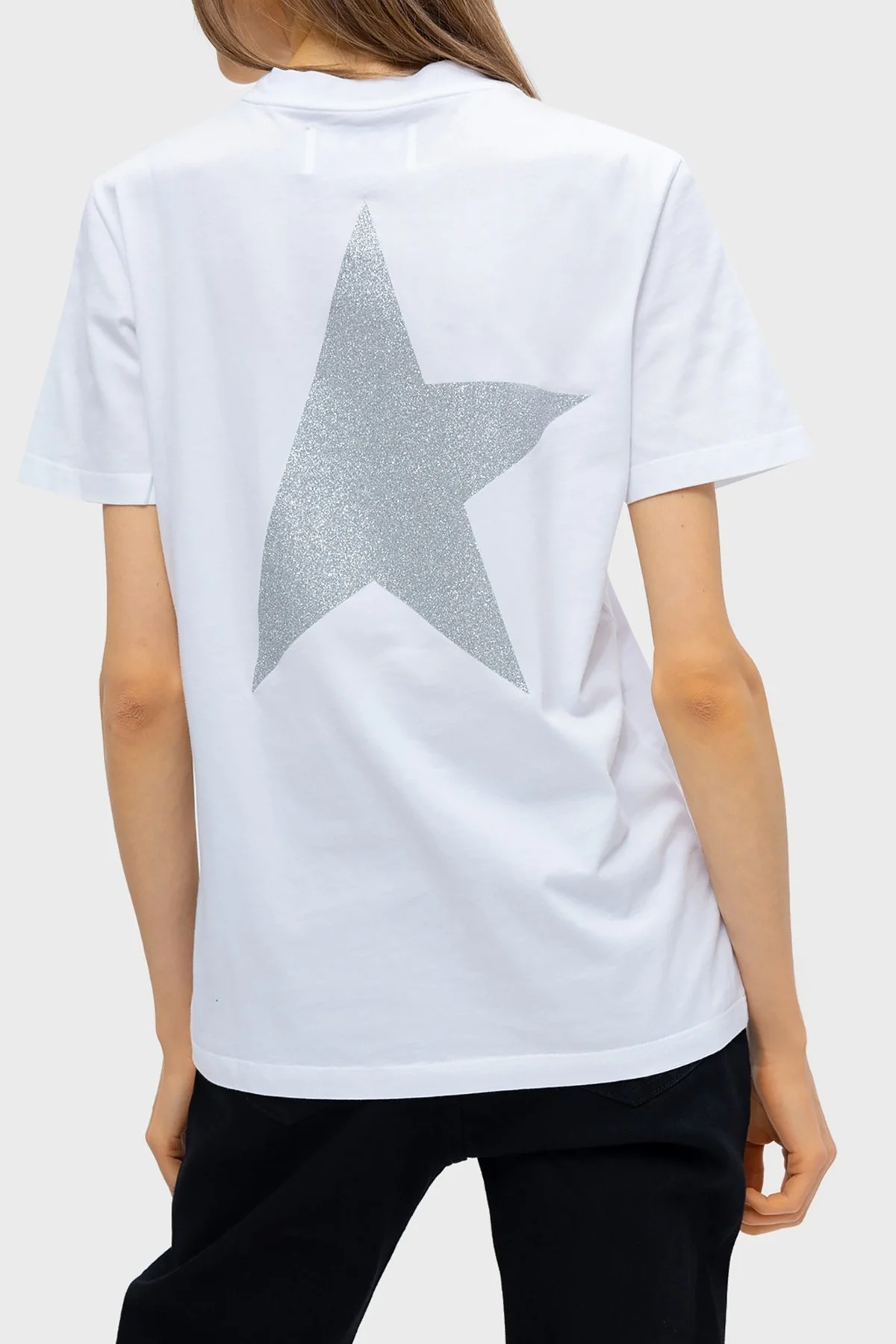 Golden Goose Pamuklu Baskılı Regular Fit Bisiklet Yaka Bayan T Shirt GWP01220.P000880.80185 BEYAZ - 1
