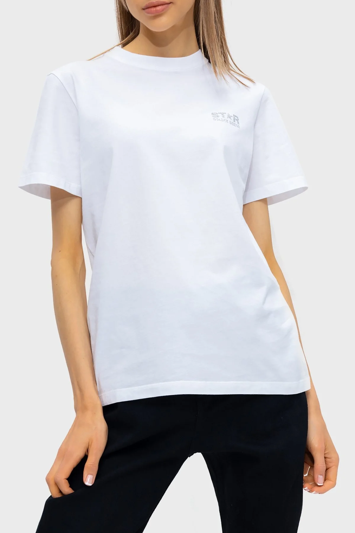 Golden Goose Pamuklu Baskılı Regular Fit Bisiklet Yaka Bayan T Shirt GWP01220.P000880.80185 BEYAZ - 2