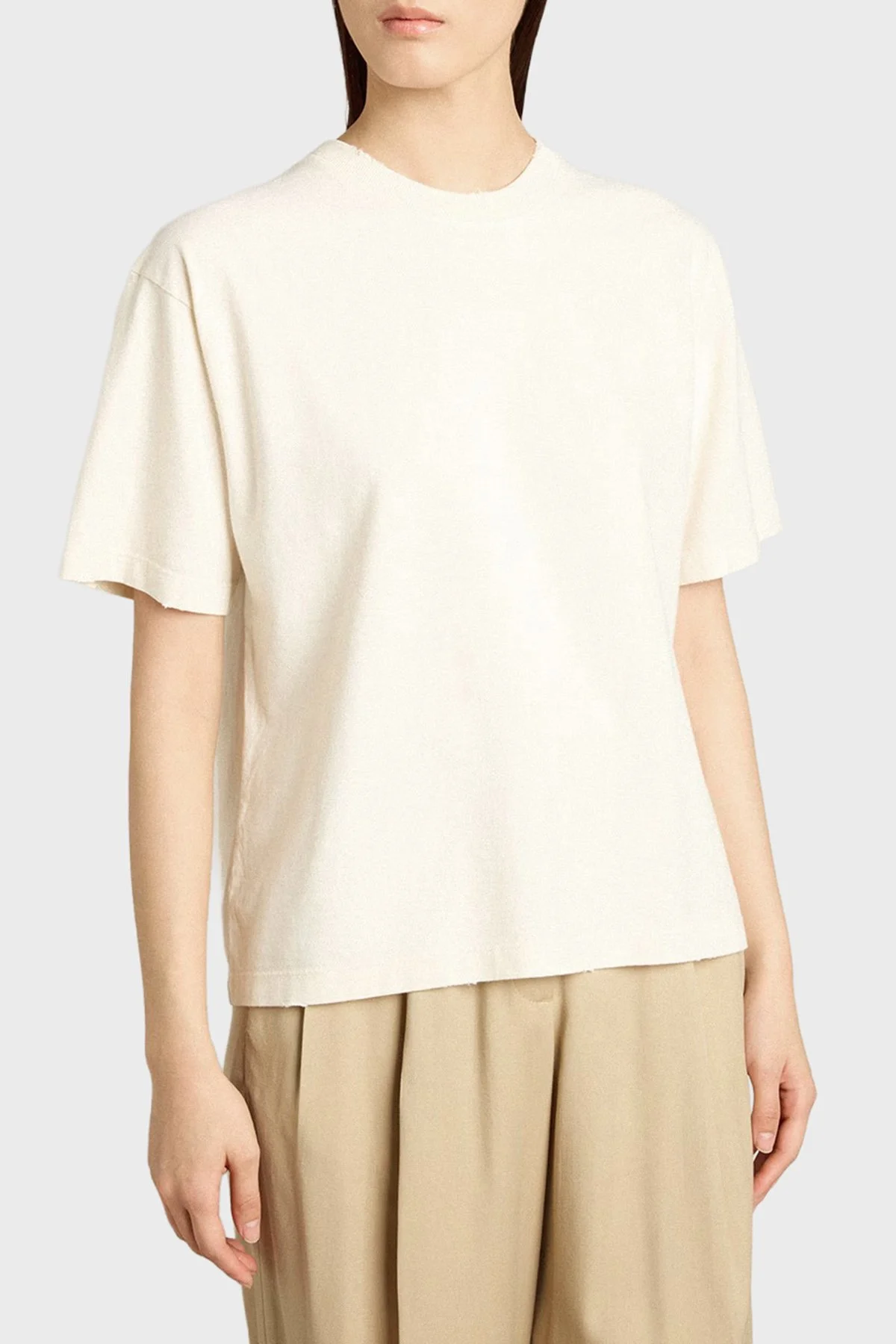 Golden Goose Pamuklu Loose Fit Logo Detaylı Kadın T Shirt GWP01874.P001576.11560 EKRU - 1